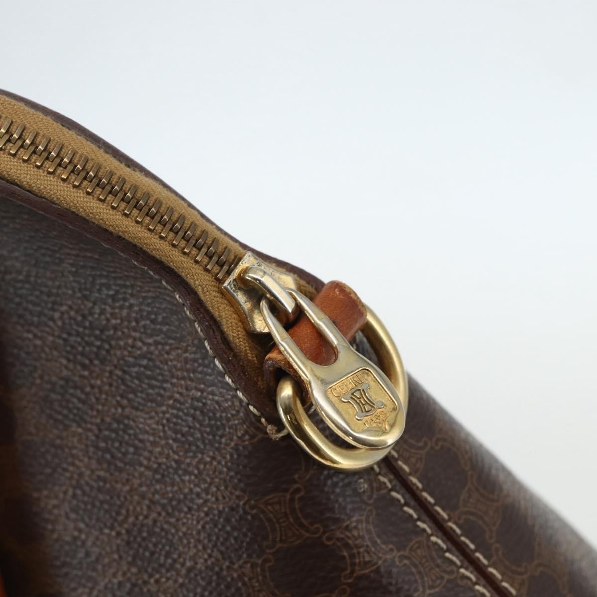 Celine Vintage Macadam Handbag Canvas And Leather Brown Canvas Handbag (Pre-Owned)