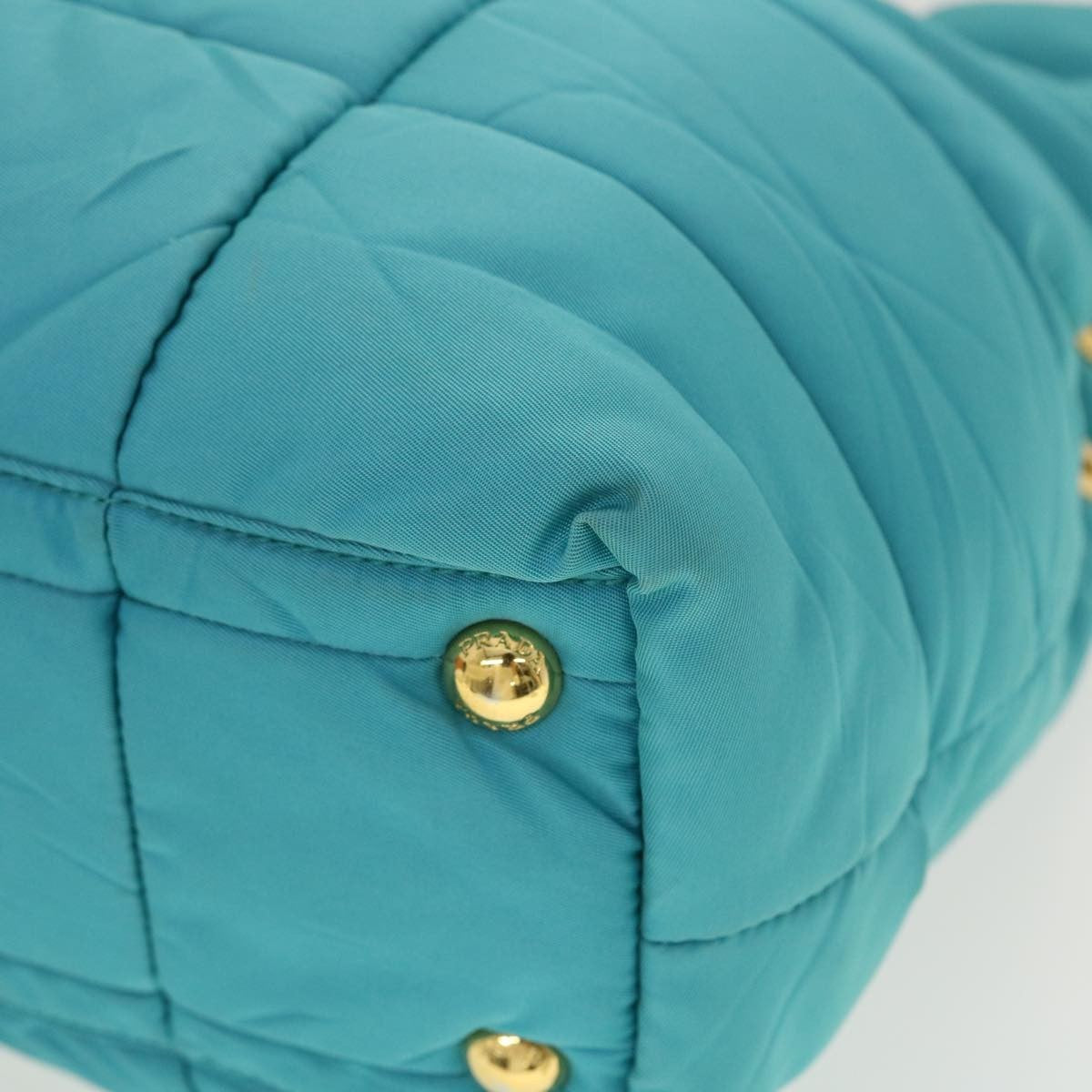 Prada Convertible Tote Quilted Tessuto Turquoise Nylon Handbag (Pre-Owned)