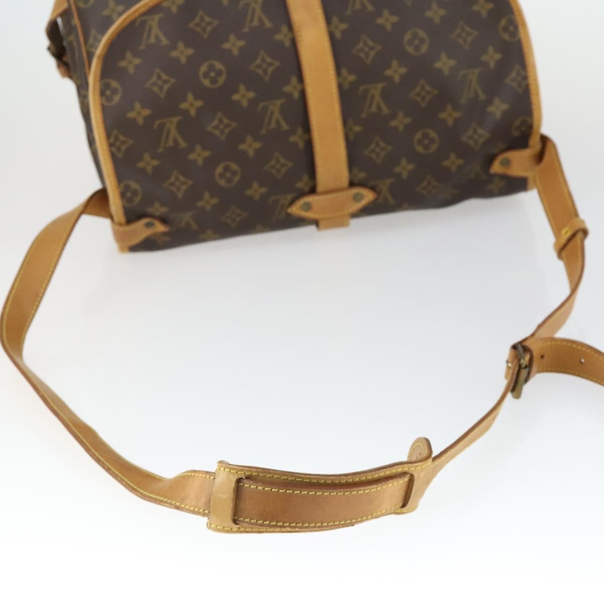 Louis Vuitton Saumur Handbag Monogram Canvas Brown Canvas Shoulder Bag Bag (Pre-Owned)