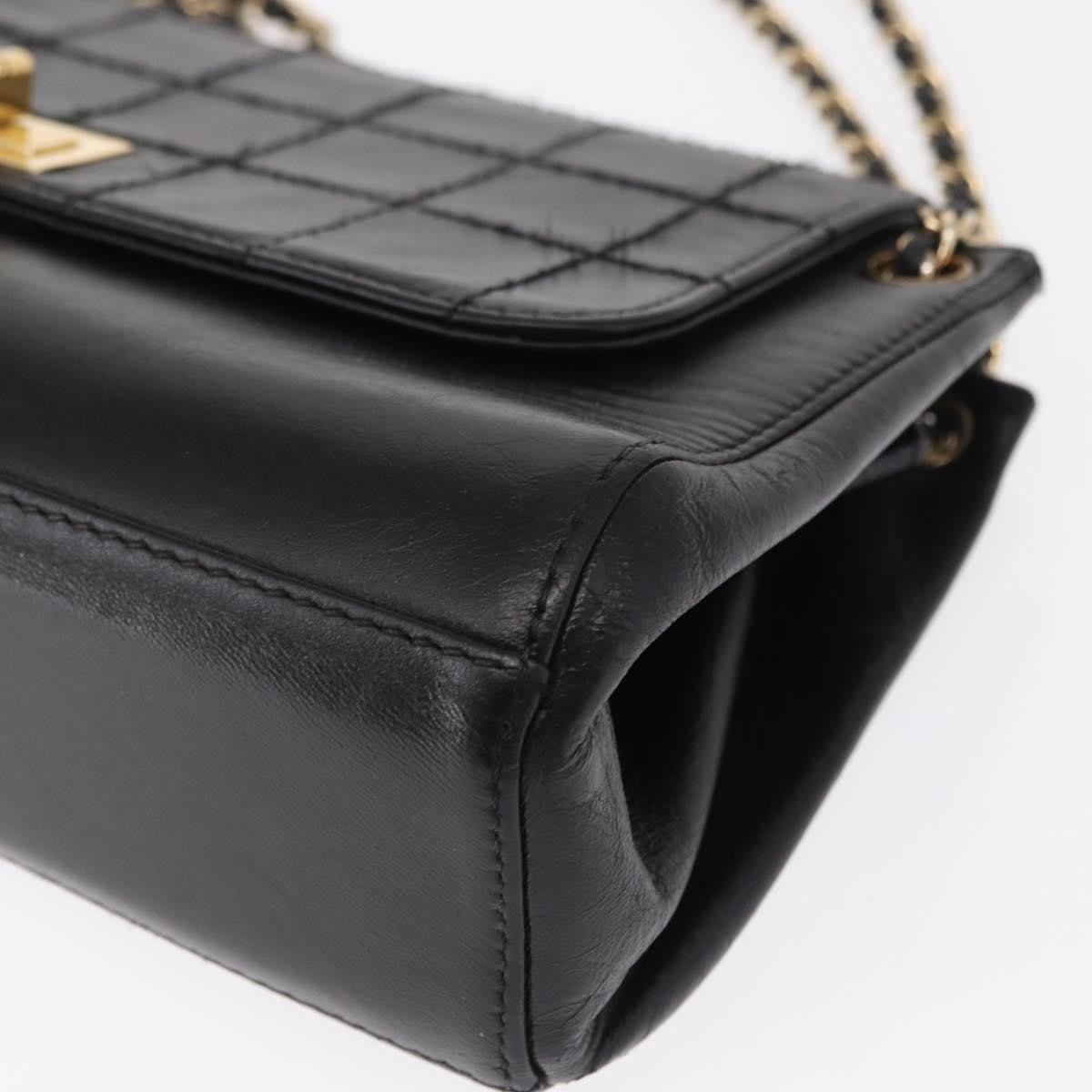 Chanel Chocolate Bar Accordion Reissue Flap Bag Quilted Lambskin Black Leather Shoulder Bag Bag (Pre-Owned)