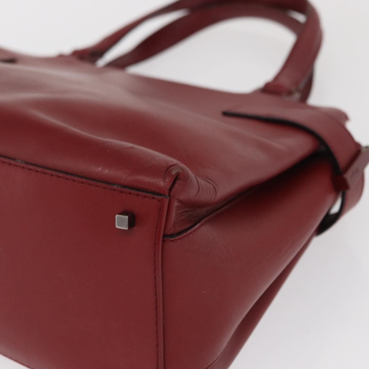 Salvatore Ferragamo Double Gancini Side Buckle Tote Leather Red Leather Handbag (Pre-Owned)