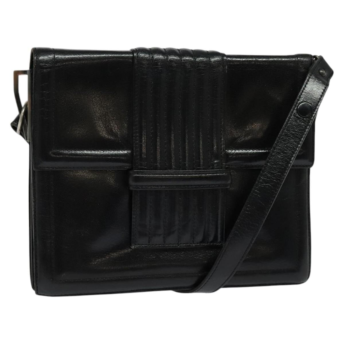Saint Laurent Vintage Shoulder Bag Leather Black Leather Shoulder Bag Bag (Pre-Owned)