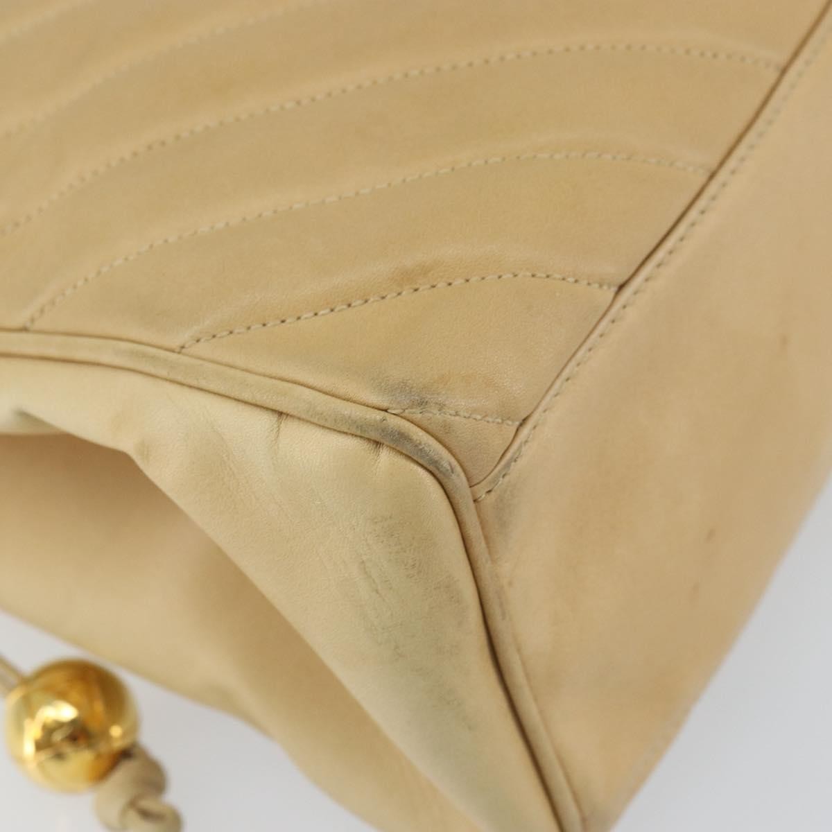 Chanel Vintage Convertible Tote Chevron Lambskin Beige Leather Tote Bag Bag (Pre-Owned)