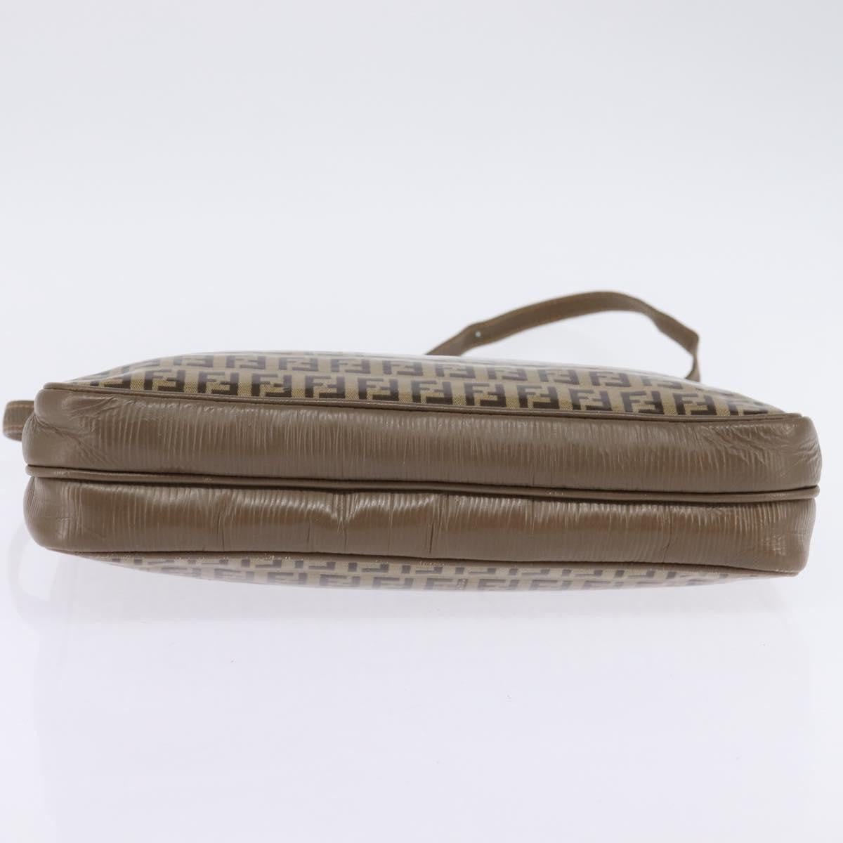 Fendi Vintage Zip Crossbody Bag Zucchino Canvas Beige Canvas Shoulder Bag Bag (Pre-Owned)