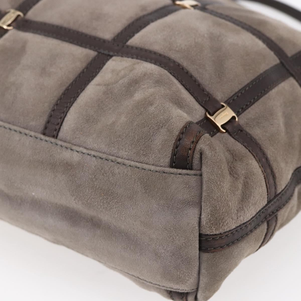 Salvatore Ferragamo Vala Shoulder Bag Suede Brown Suede Shoulder Bag Bag (Pre-Owned)