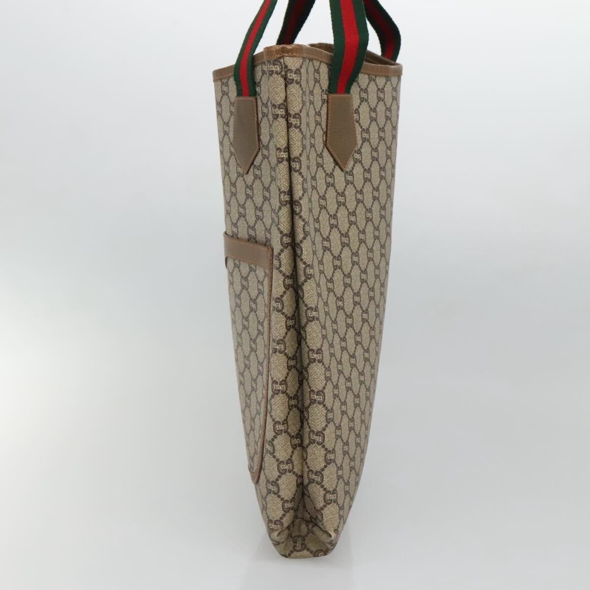Gucci Vintage Web Strap Tote Gg Coated Canvas Beige Canvas Tote Bag Bag (Pre-Owned)