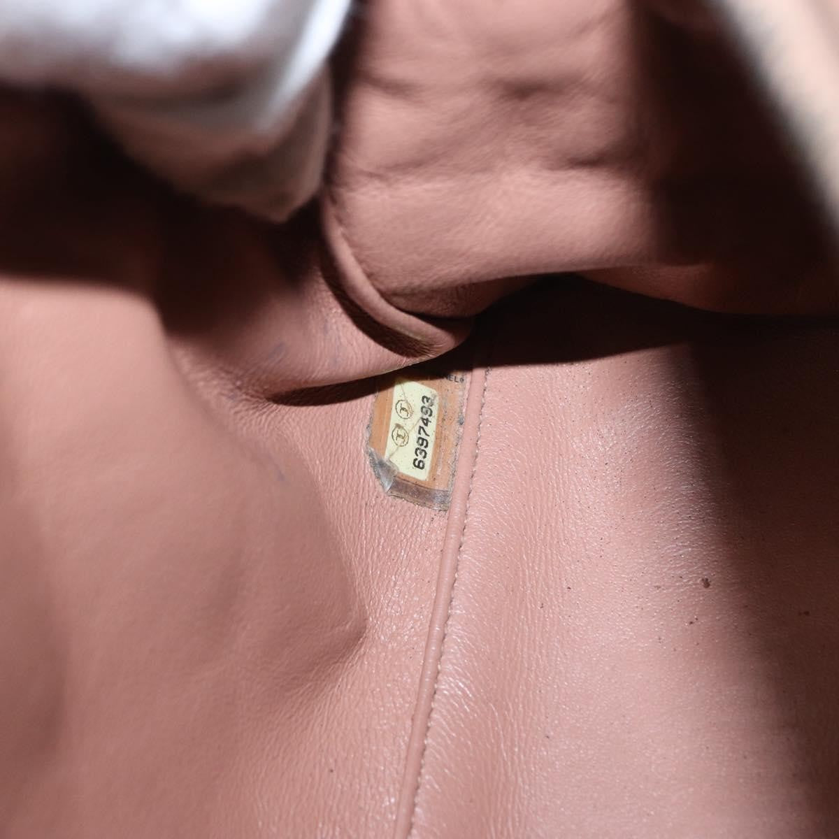Chanel Embossed Logo Bowler Bag Quilted Caviar Beige Leather Handbag (Pre-Owned)
