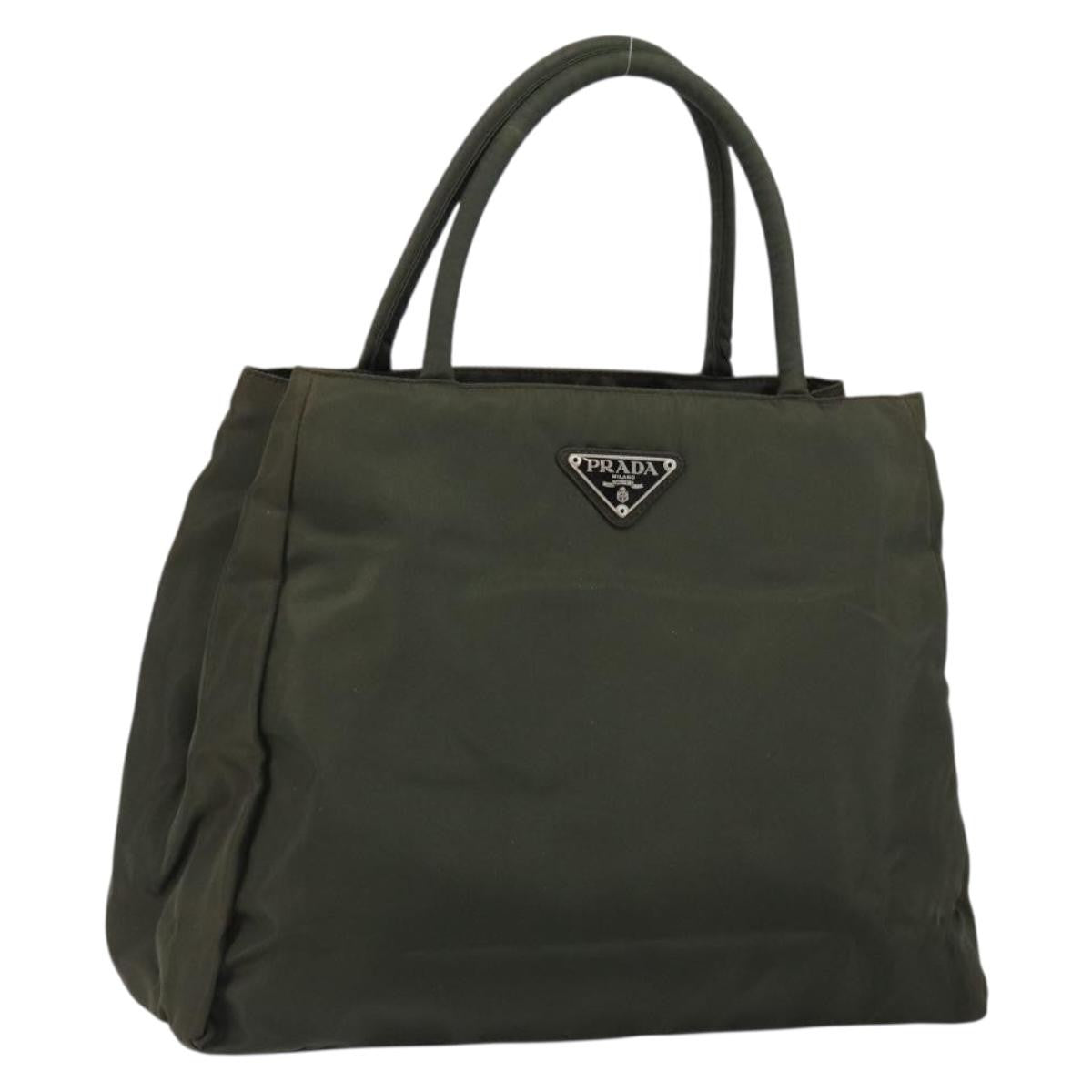 Prada Vintage Zip Tote Tessuto Khaki Nylon Tote Bag Bag (Pre-Owned)
