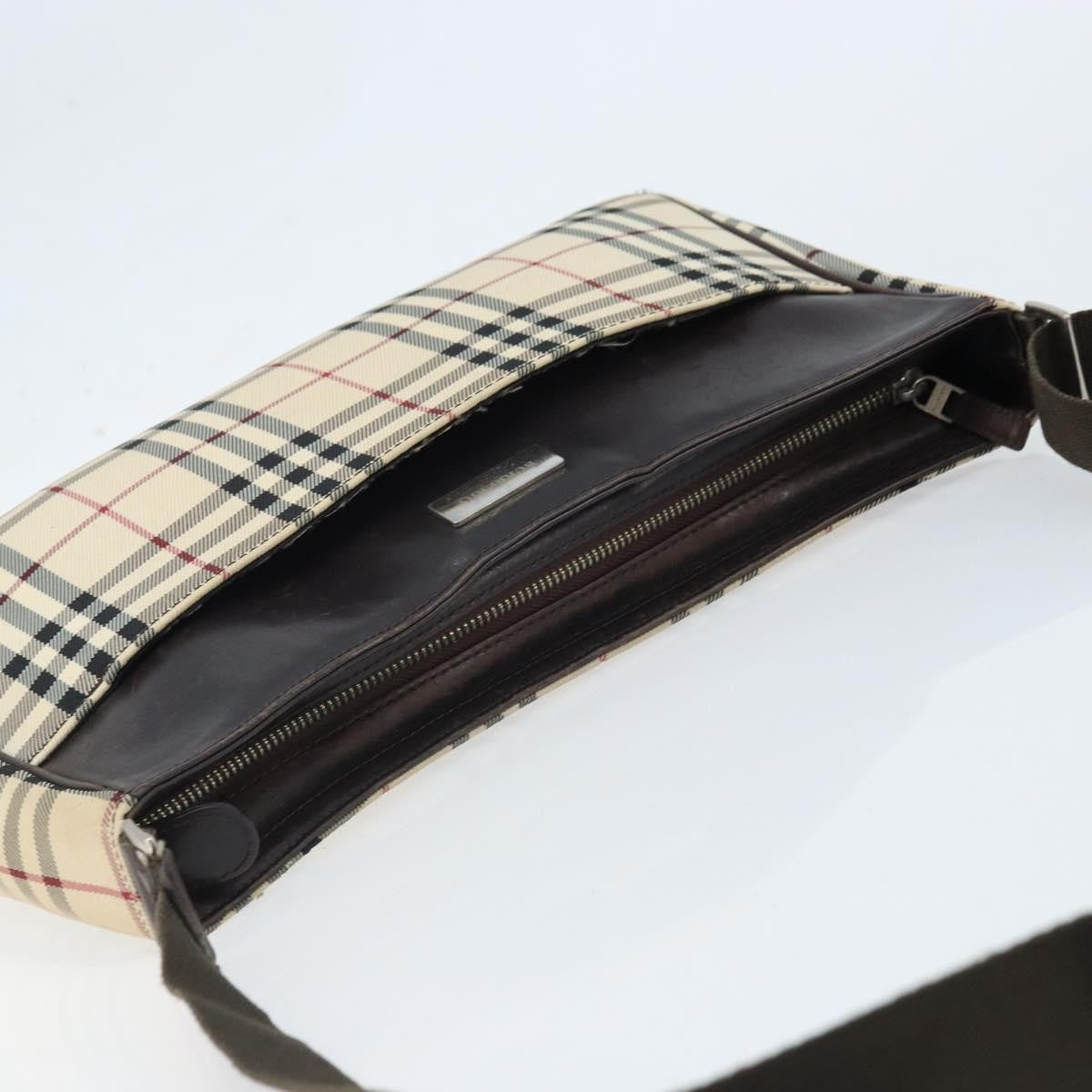 Burberry Nova Check Shoulder Bag Canvas And Leather Beige Canvas Shoulder Bag Bag (Pre-Owned)