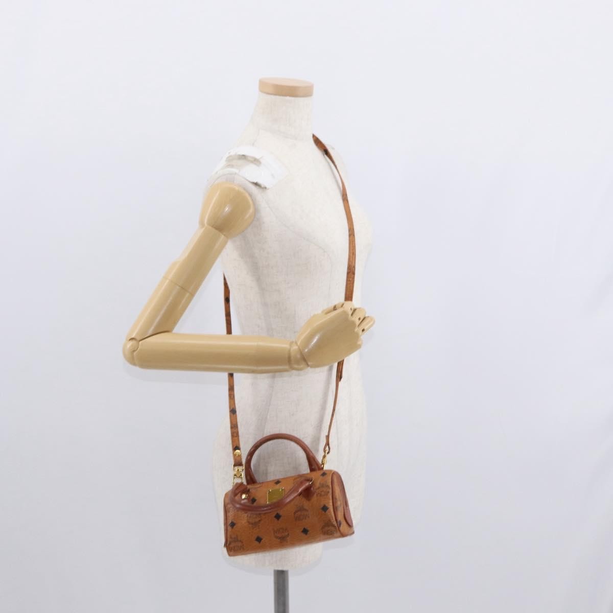 MCM Visetos Handbag Canvas And Leather Brown Canvas Handbag (Pre-Owned)