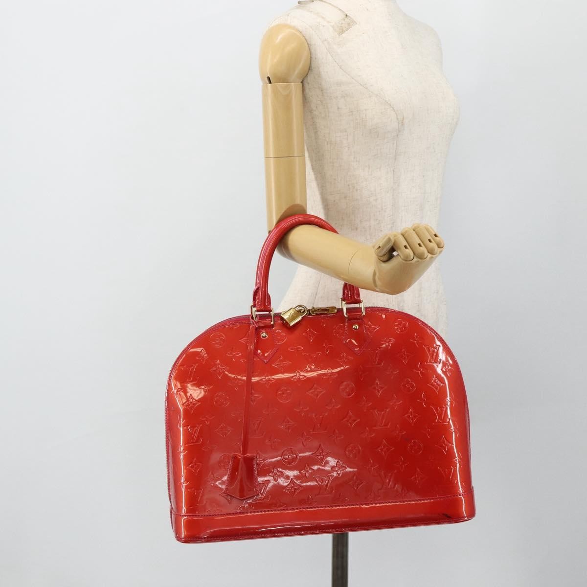 Louis Vuitton Alma Handbag Monogram Vernis Red Patent_Leather Handbag (Pre-Owned)