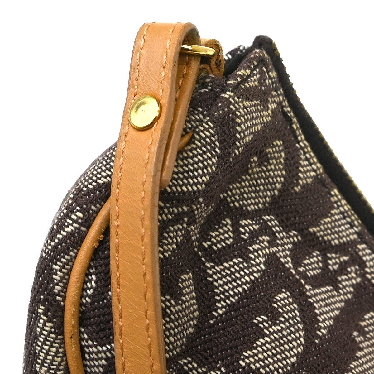 Christian Dior Saddle Bag Oblique Canvas Brown Canvas Handbag (Pre-Owned)