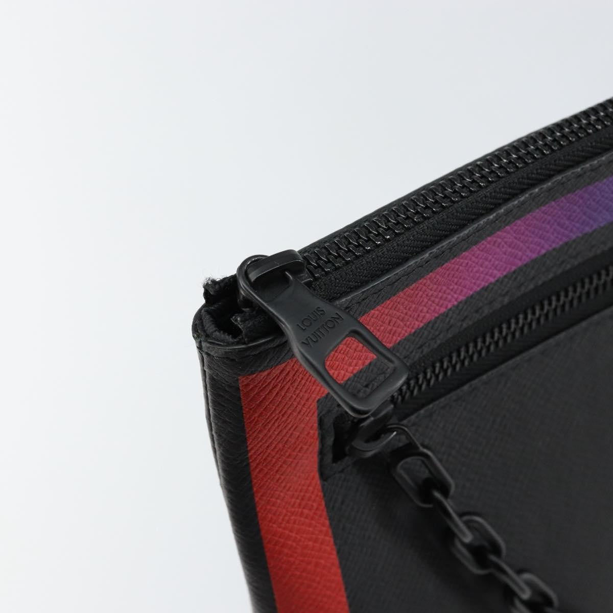 Louis Vuitton Pochette A4 Rainbow Taiga Leather Black Leather Clutche & Pouche Bag (Pre-Owned)