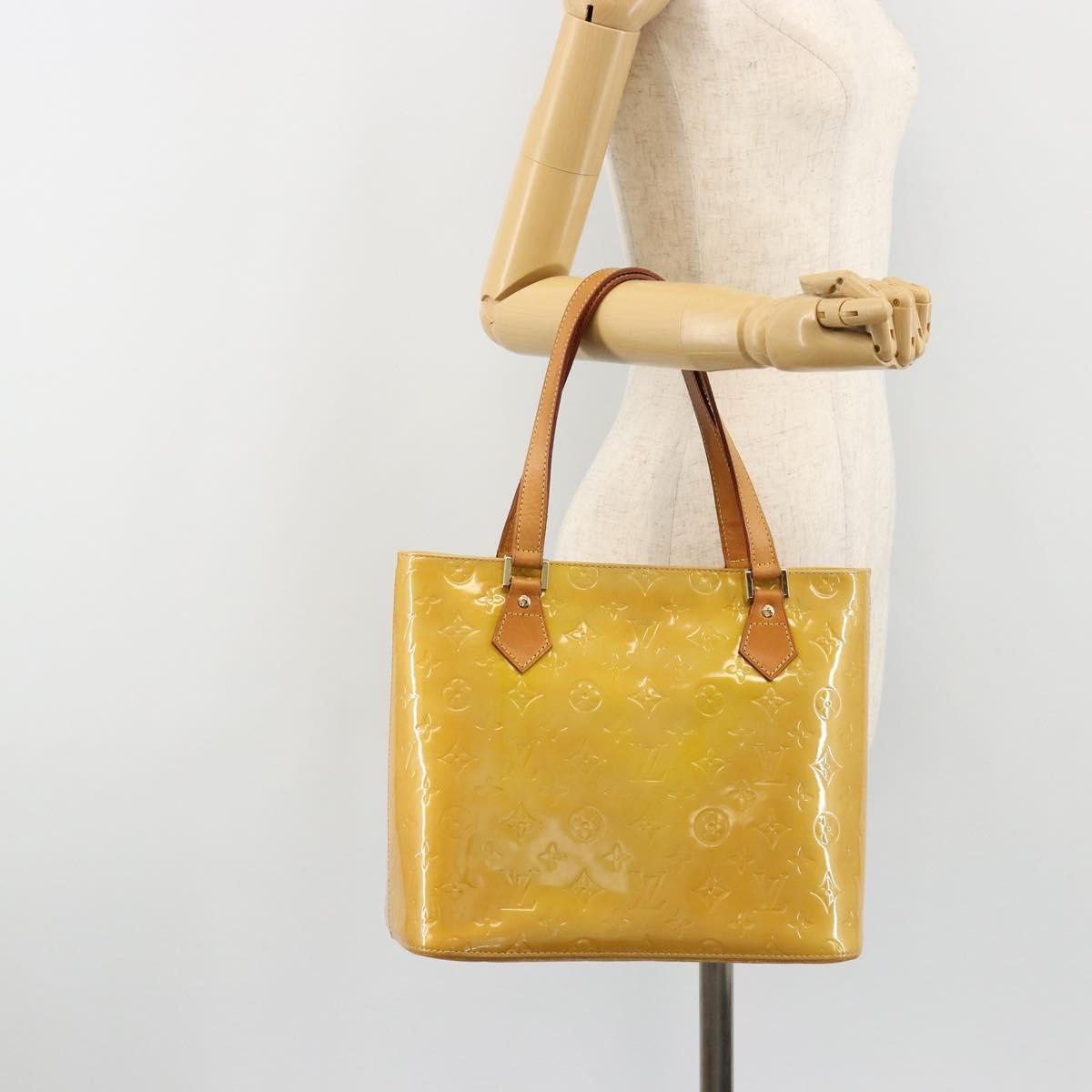 Louis Vuitton Houston Handbag Monogram Vernis Beige Patent_Leather Handbag (Pre-Owned)