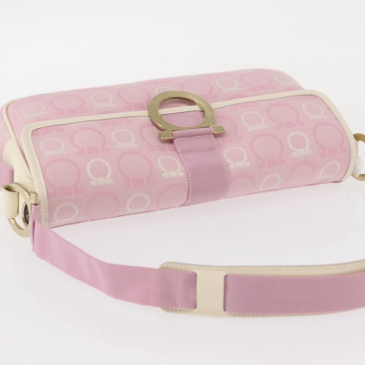 Salvatore Ferragamo Gancini Shoulder Bag Canvas Pink Canvas Shoulder Bag Bag (Pre-Owned)