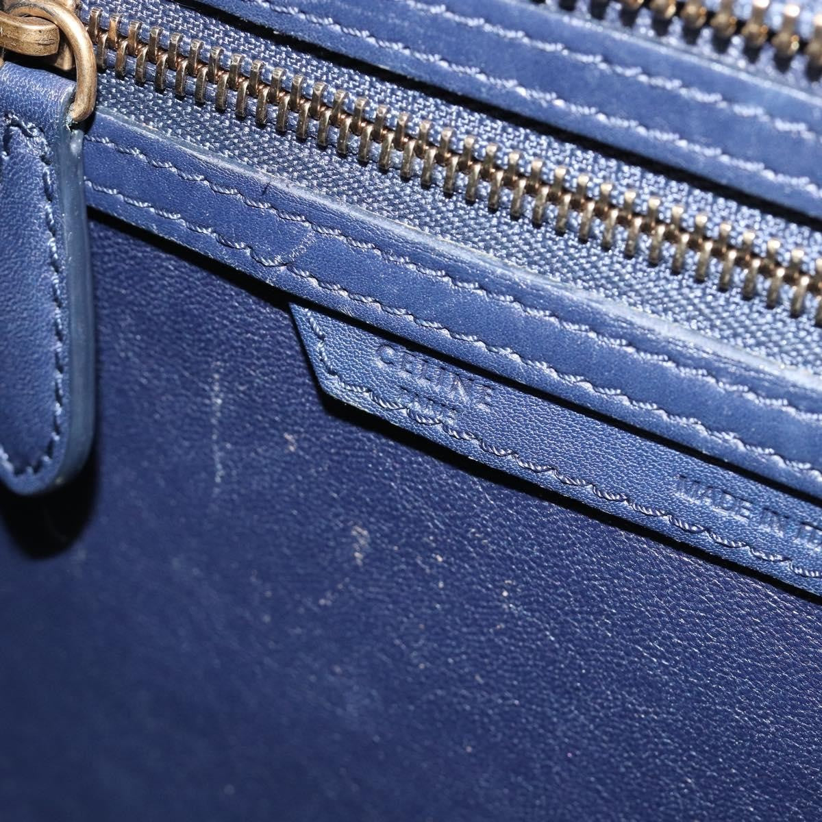 Celine Tricolor Luggage Bag Leather Navy Leather Handbag (Pre-Owned)
