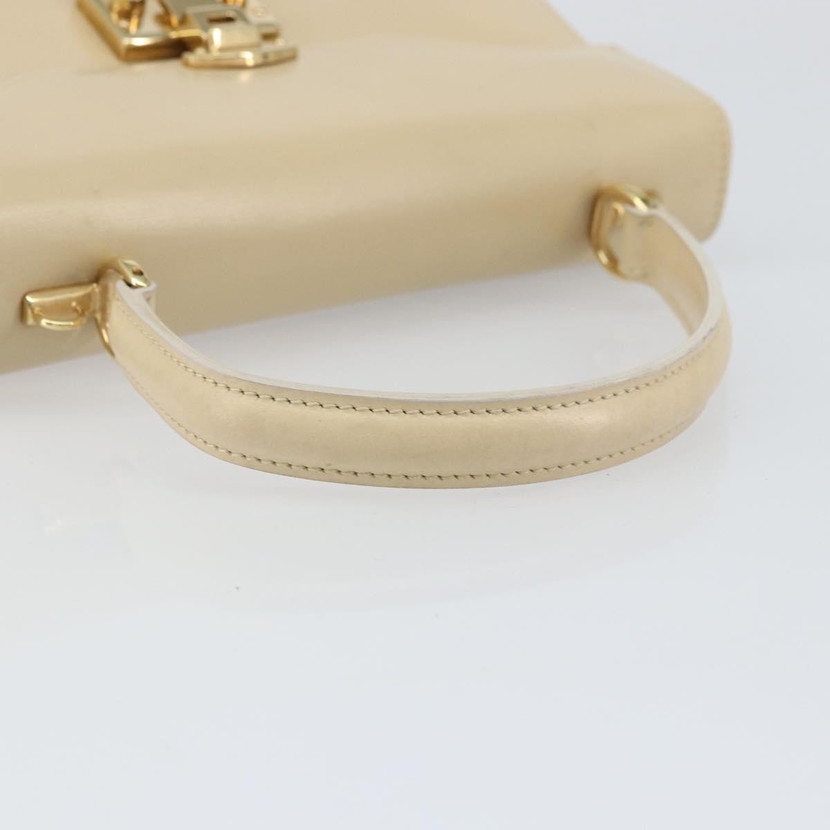 Gucci Vintage Lady Lock Top Handle Bag Leather Beige Leather Handbag (Pre-Owned)