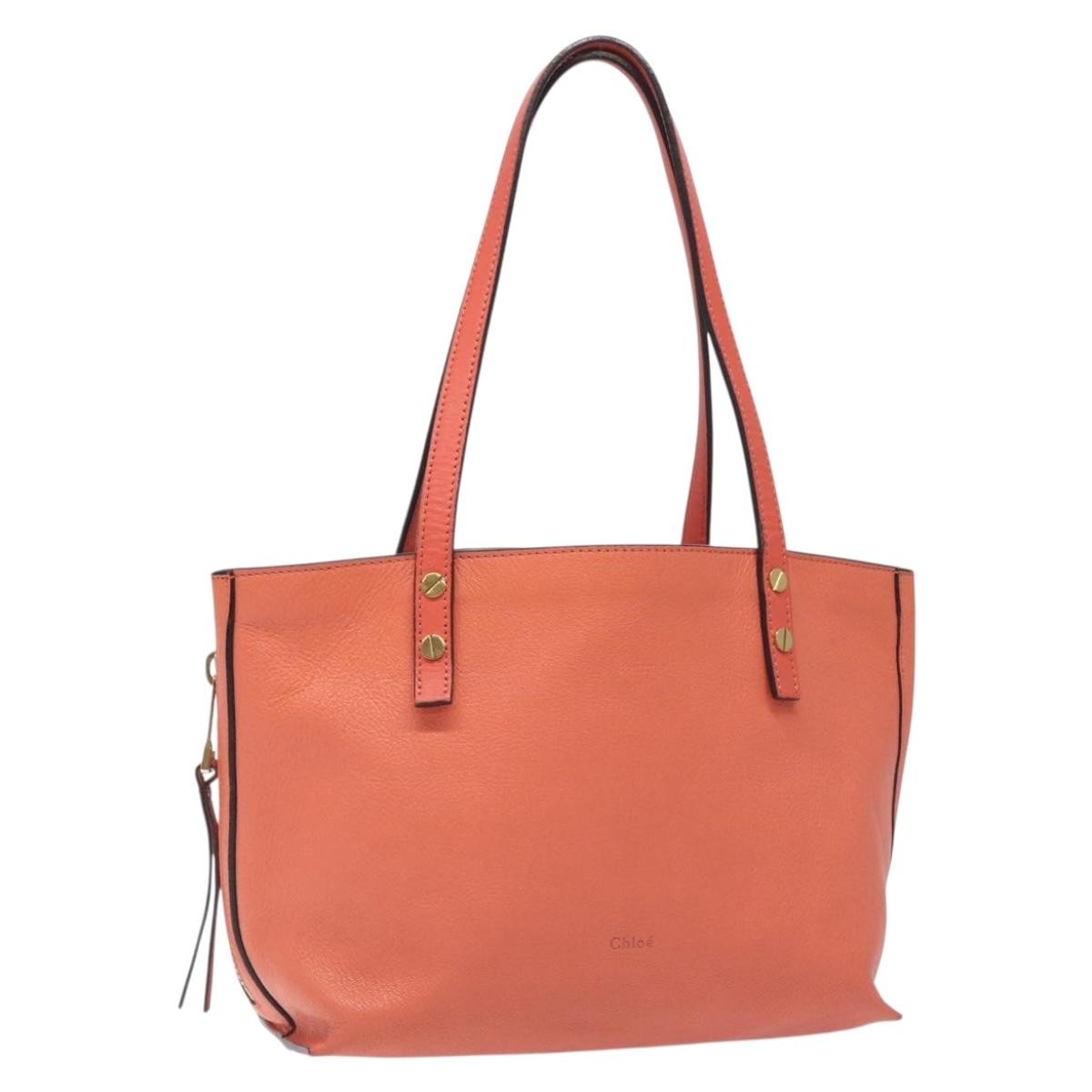Chloe Dilan Tote Leather Orange Leather Bag (Pre-Owned)