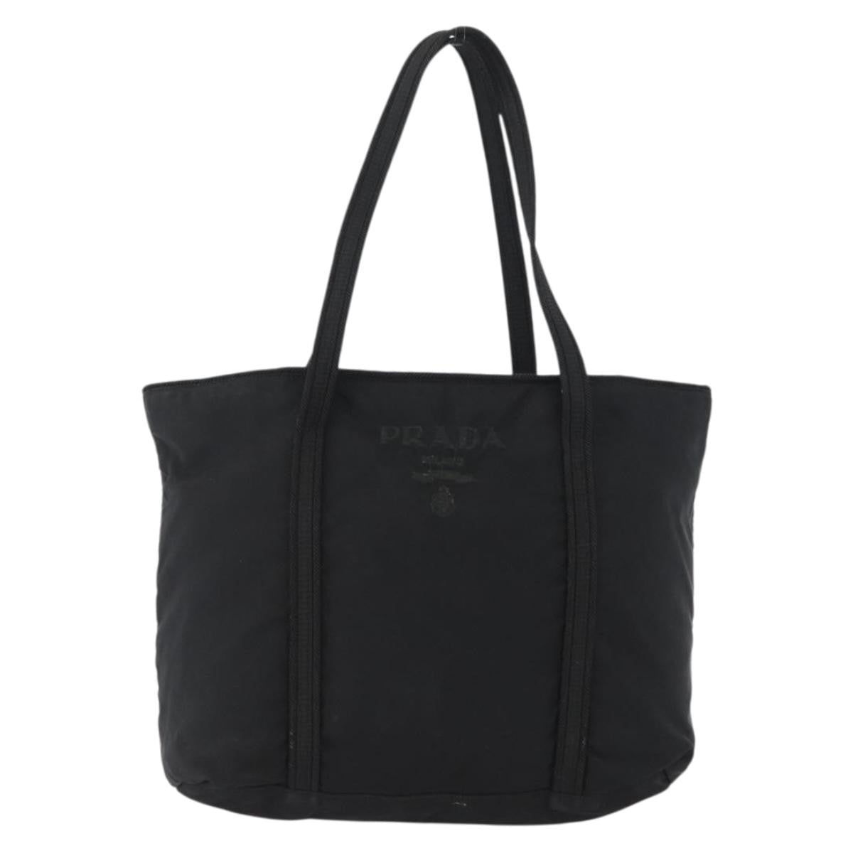 Prada Vintage Zip Tote Tessuto Black Nylon Tote Bag Bag (Pre-Owned)