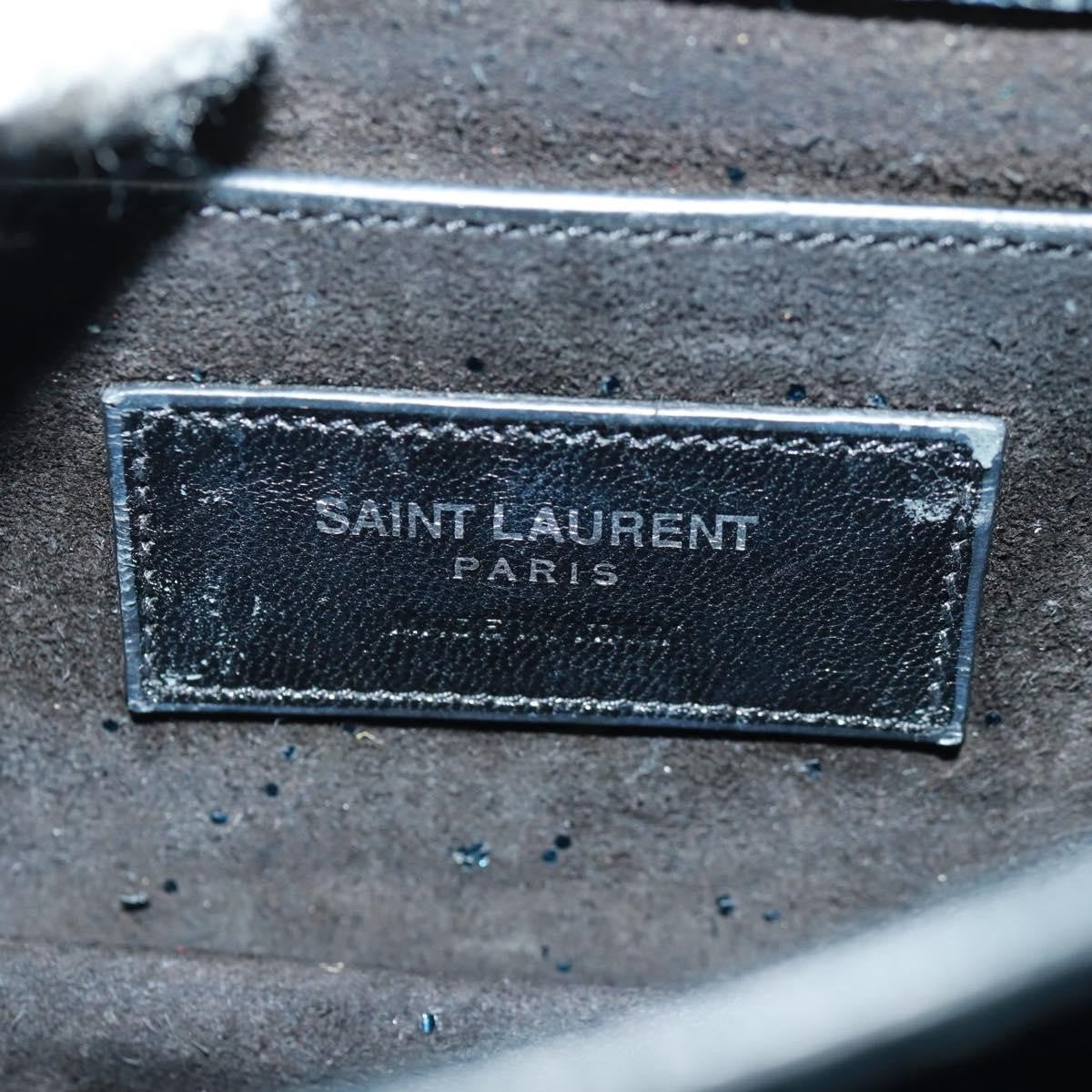 Saint Laurent Sunset Satchel Glitter Blue Leather Shoulder Bag Bag (Pre-Owned)