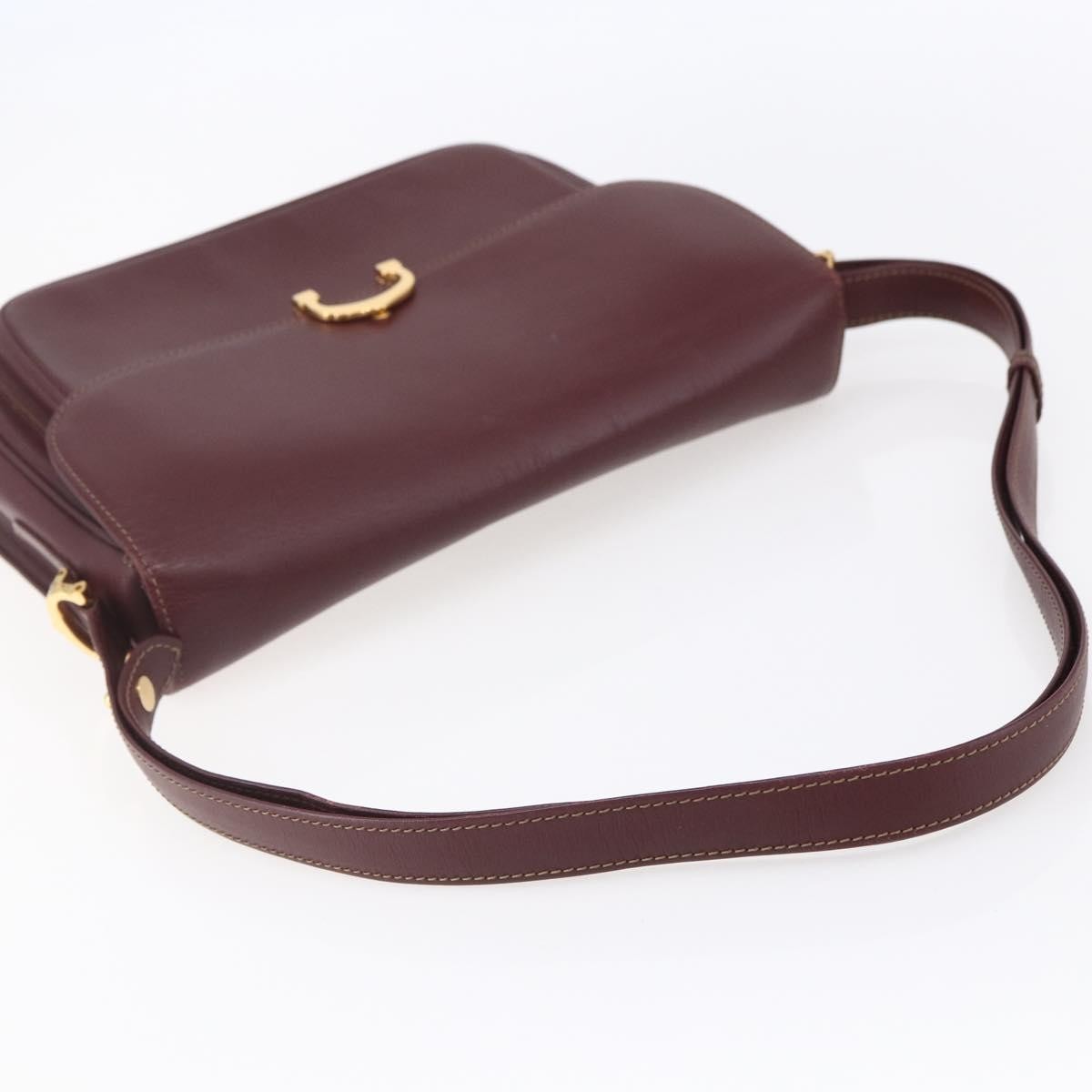 Cartier Must De Cartier Shoulder Bag Leather Burgundy Leather Shoulder Bag Bag (Pre-Owned)