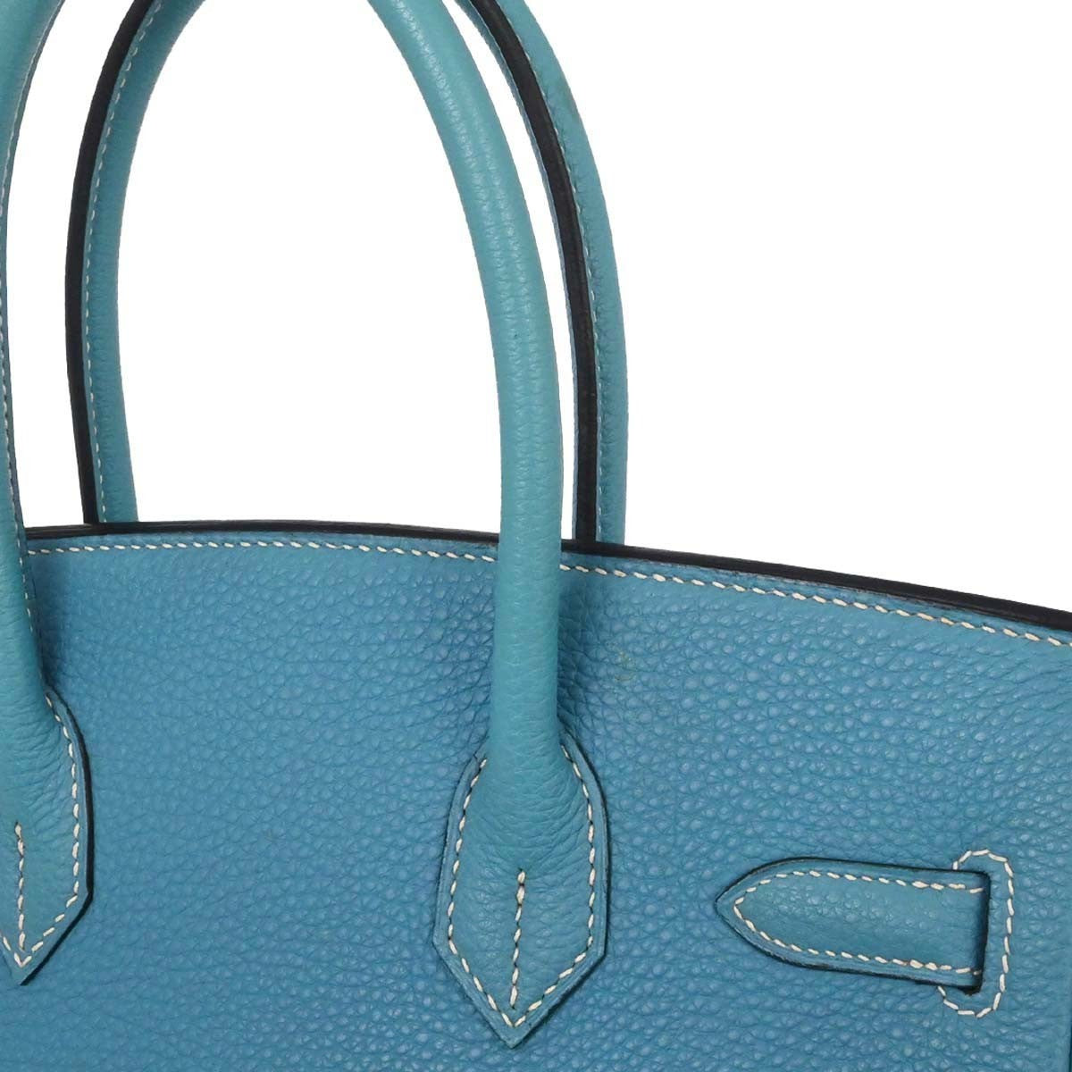 Hermes Touch Birkin Bag Blue Togo With Blue Matte Alligator And Gold Hardware Blue Leather Handbag (Pre-Owned)