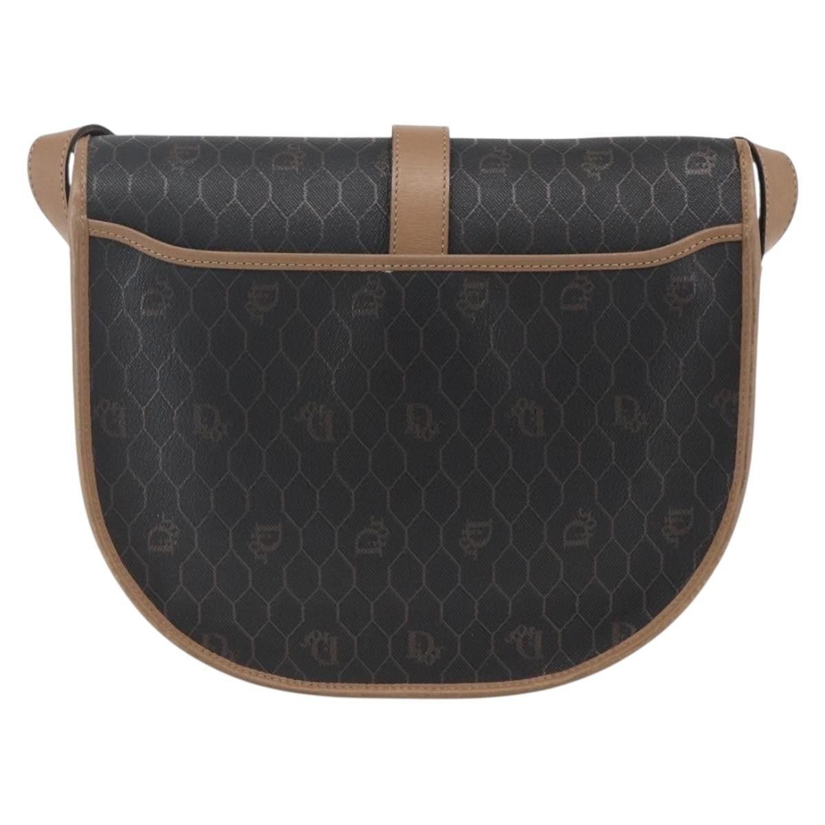 Christian Dior Vintage Honeycomb Shoulder Bag Canvas And Leather Black Canvas Shoulder Bag Bag (Pre-Owned)