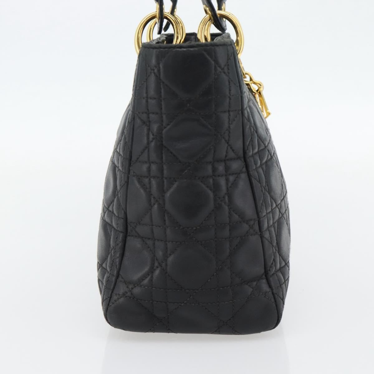 Christian Dior Lady Dior Bag Leather Black Leather Handbag (Pre-Owned)
