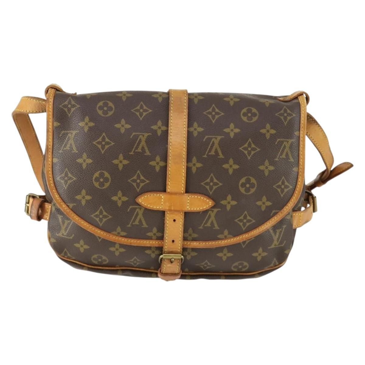 Louis Vuitton Saumur Handbag Monogram Canvas Brown Canvas Shoulder Bag Bag (Pre-Owned)