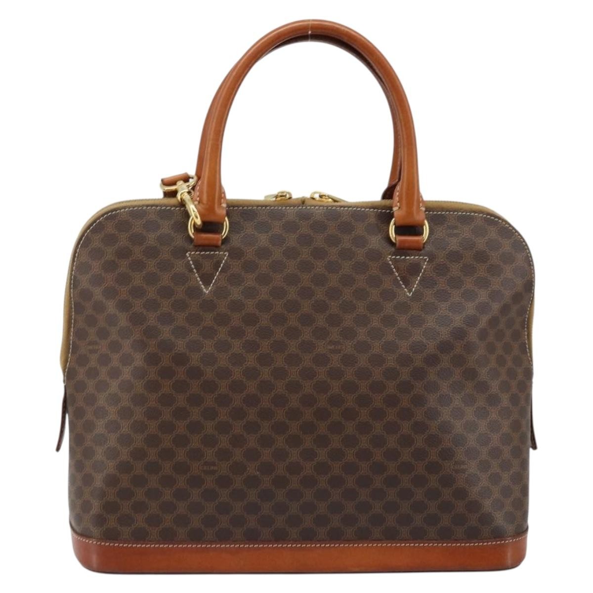 Celine Vintage Macadam Handbag Canvas And Leather Brown Canvas Handbag (Pre-Owned)