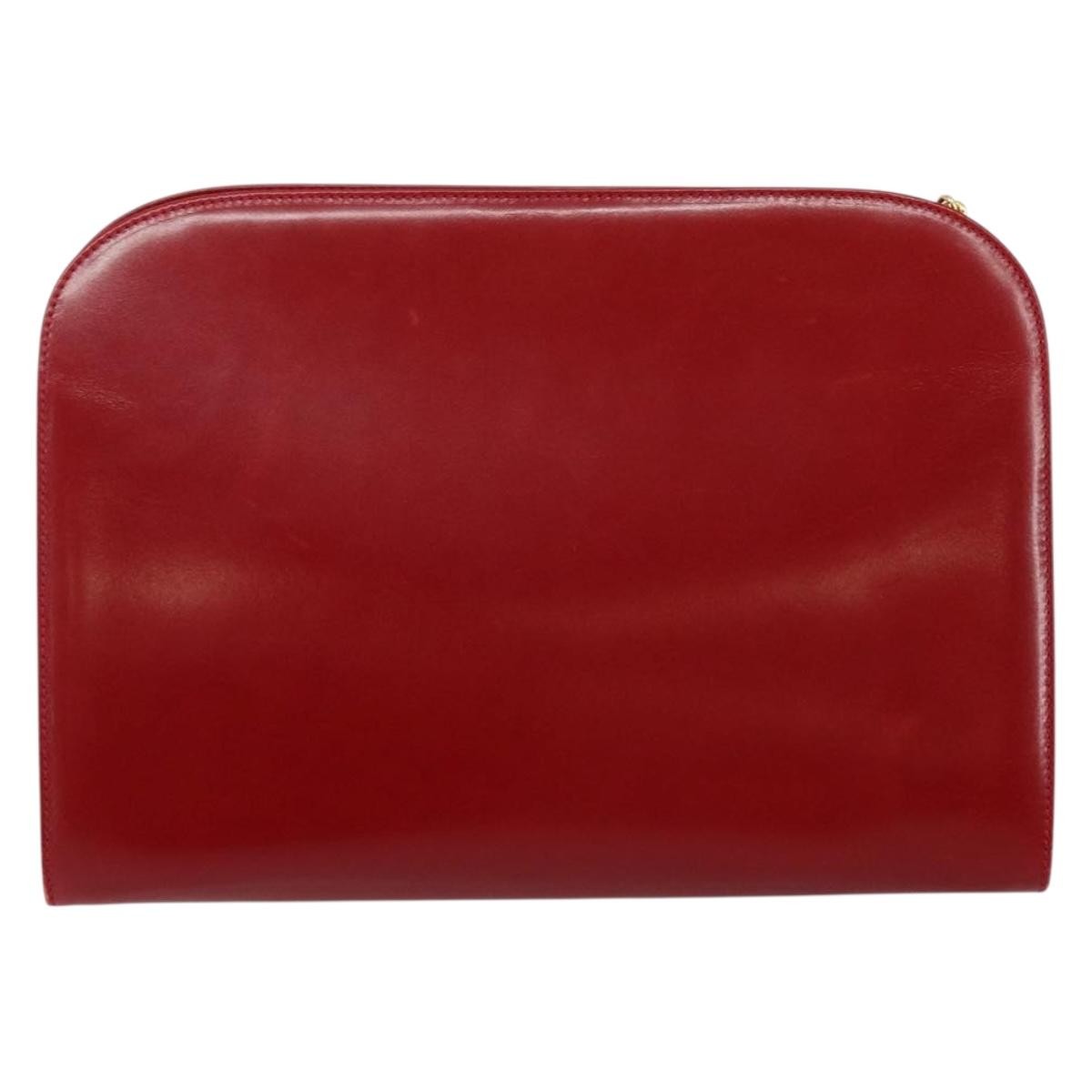 Salvatore Ferragamo Vintage Gancini Chain Shoulder Bag Leather Red Leather Bag (Pre-Owned)