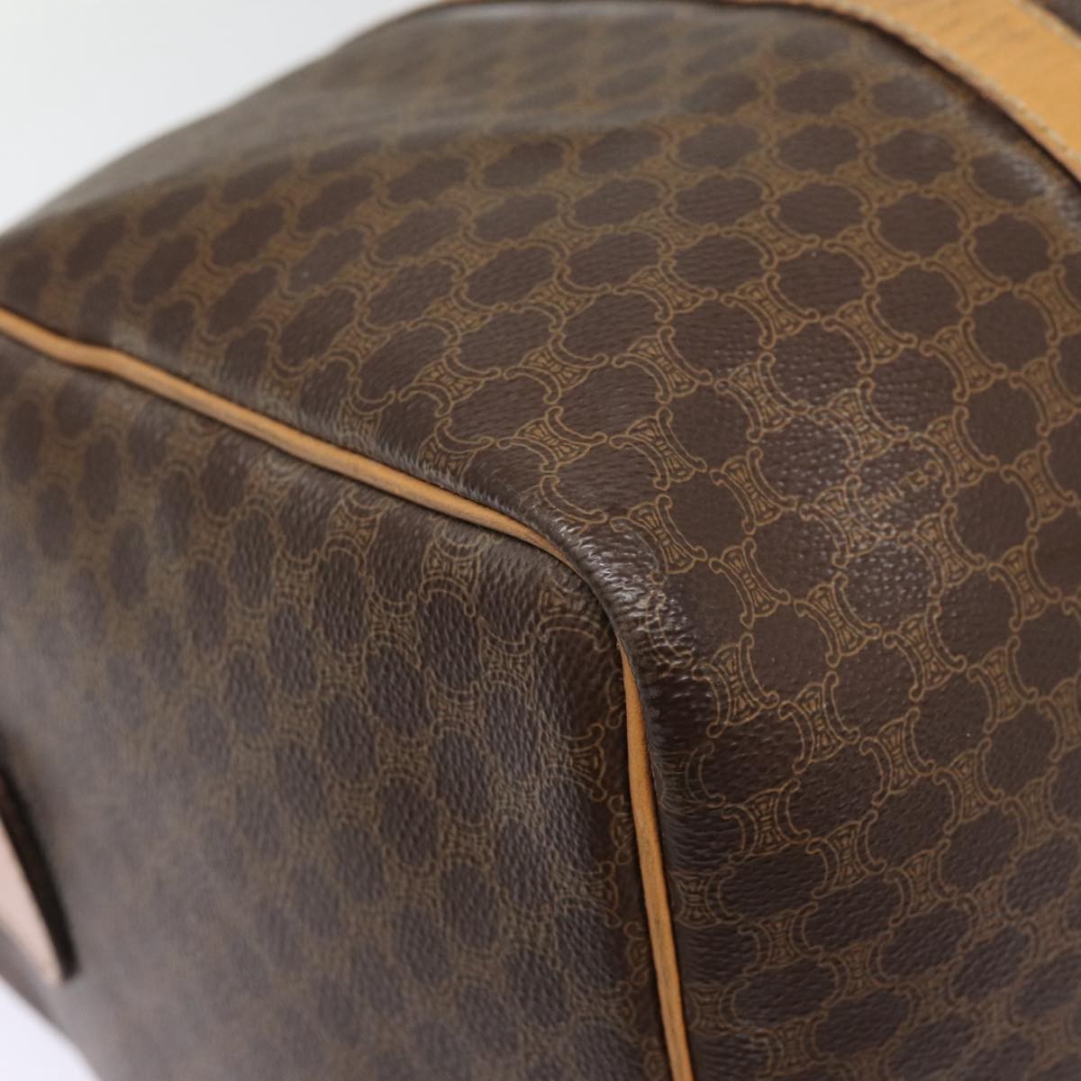 Celine Vintage Duffle Bag Macadam Coated Canvas Brown Canvas Travel Bag Bag (Pre-Owned)