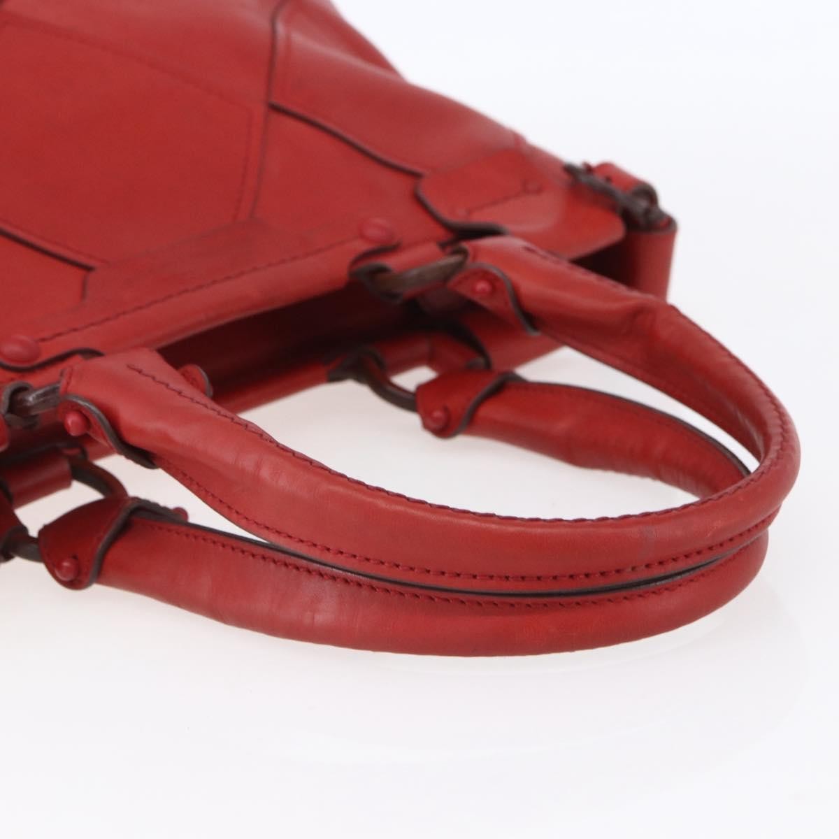 Salvatore Ferragamo Gancini Handbag Leather Red Leather Handbag (Pre-Owned)