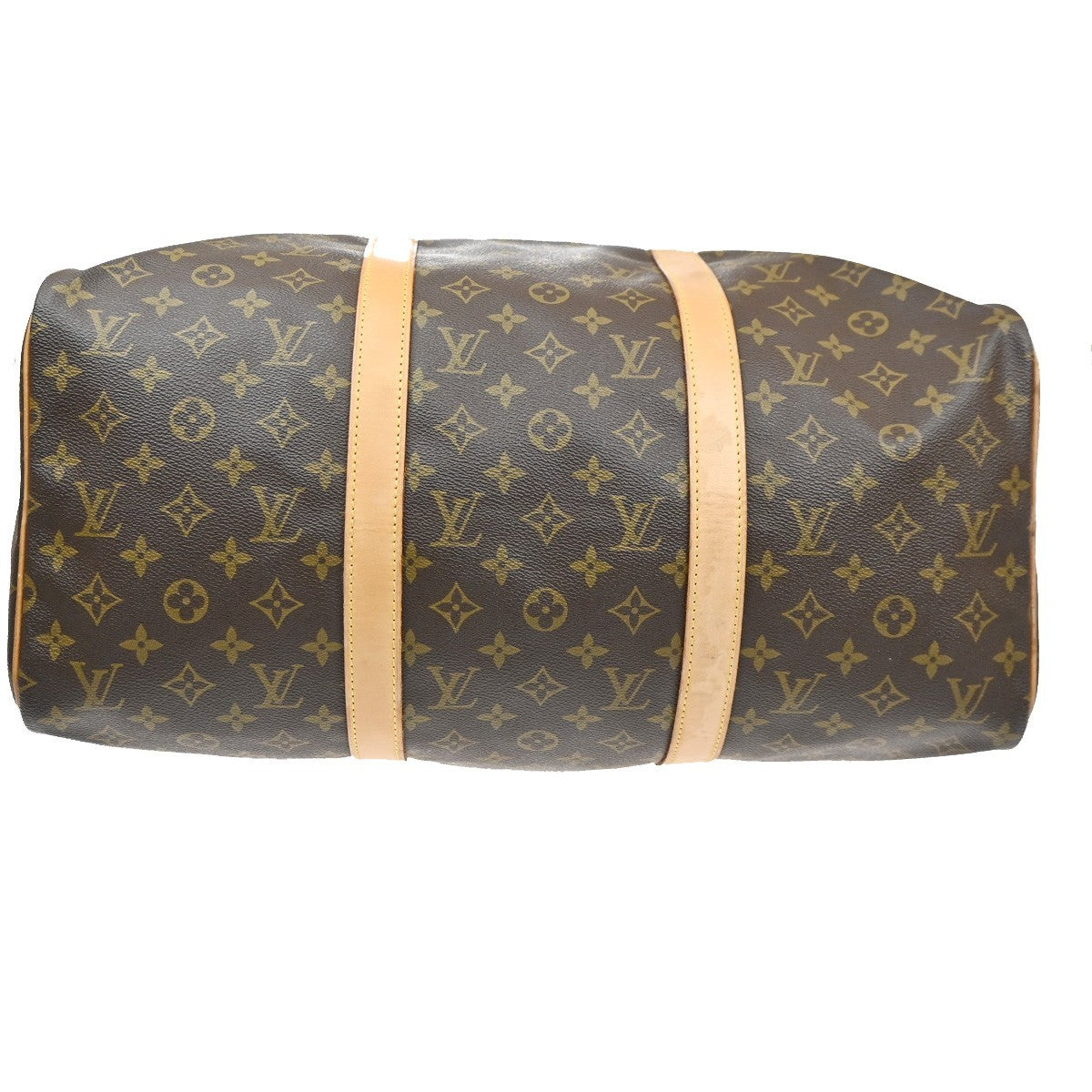 Louis Vuitton Sac Souple Handbag Monogram Canvas Brown Leather Travel Bag Bag (Pre-Owned)
