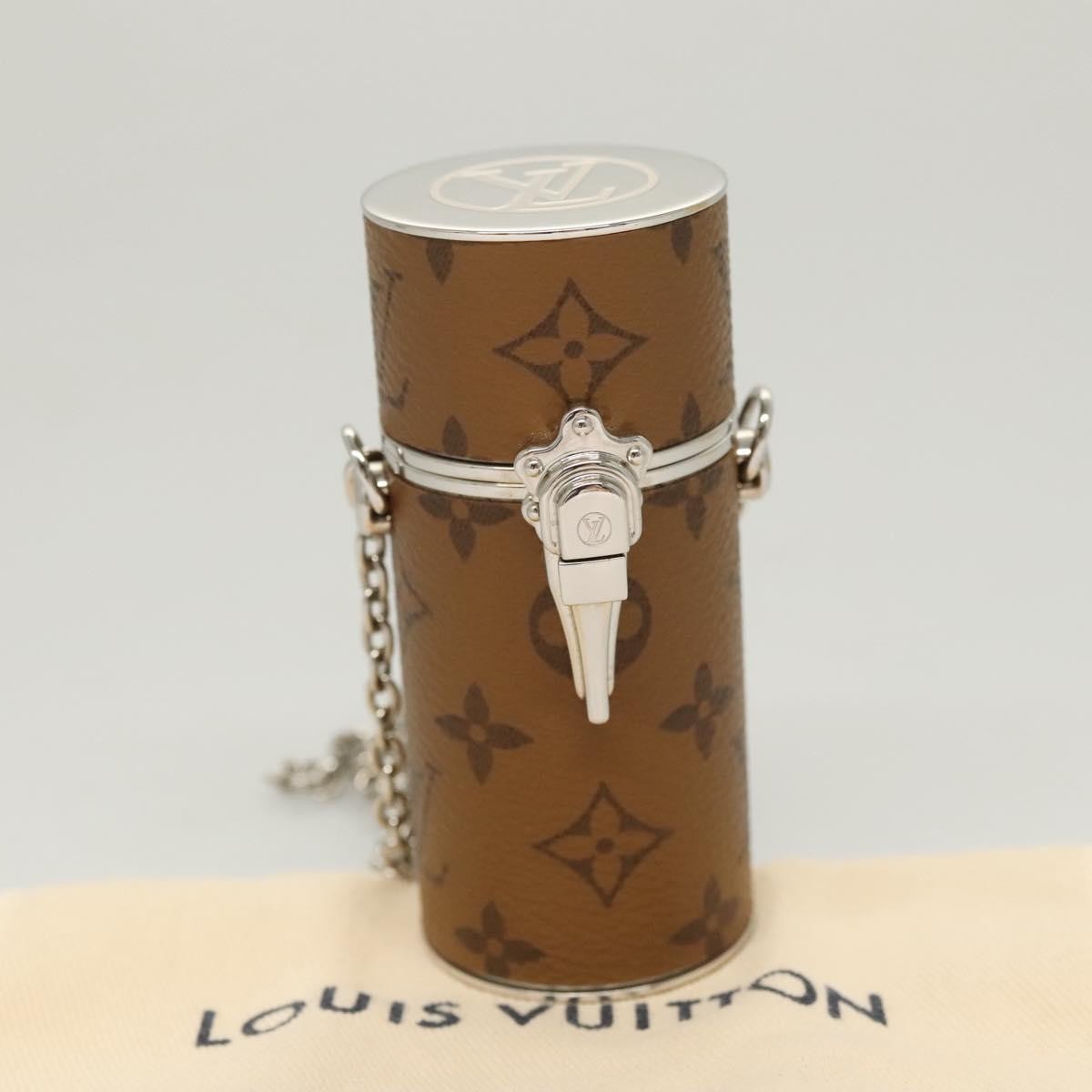 Louis Vuitton Lipstick Case On Chain Reverse Monogram Canvas Brown Canvas Clutche & Pouche Bag (Pre-Owned)