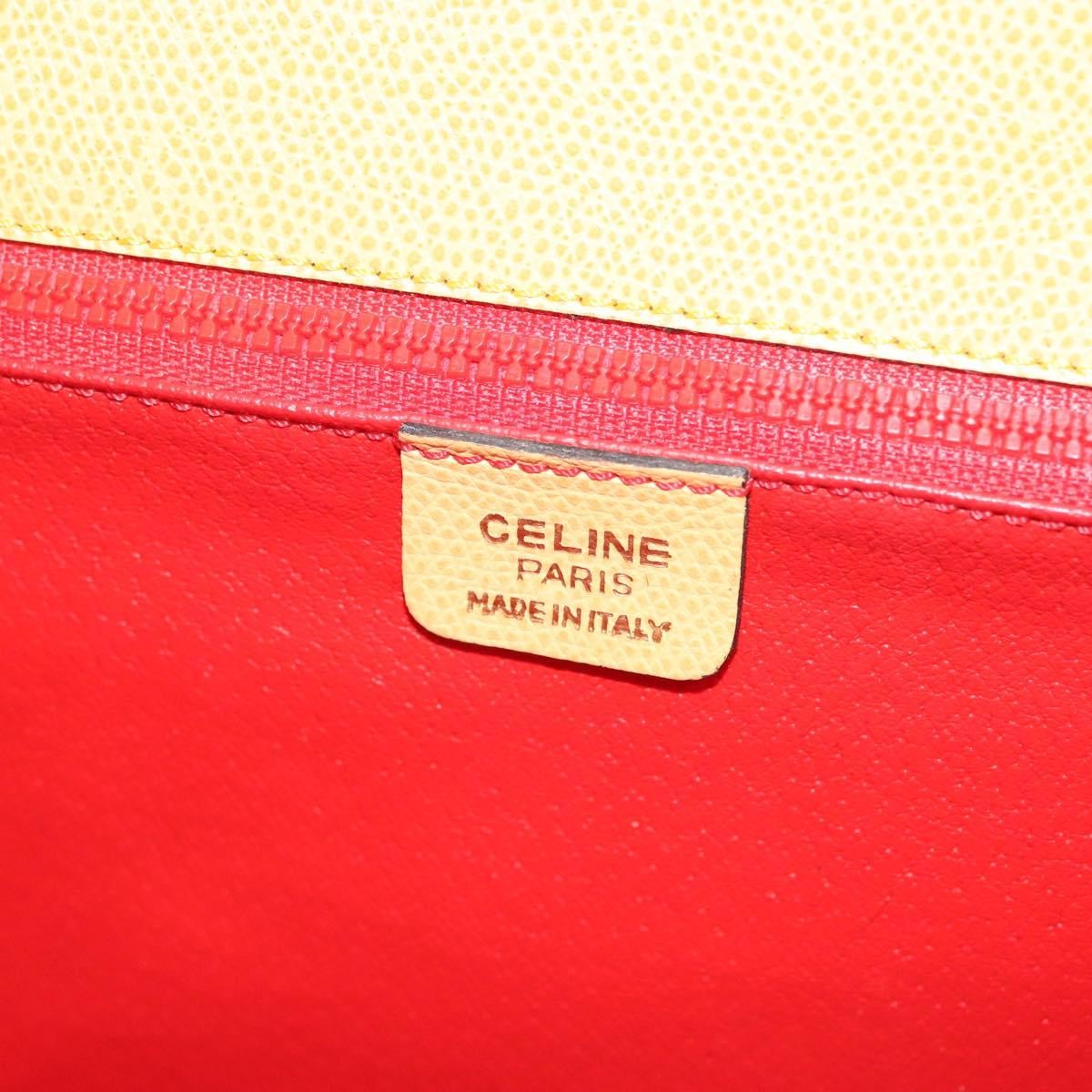 Celine Vintage Convertible Turnlock Top Handle Bag Leather Yellow Leather Bag (Pre-Owned)