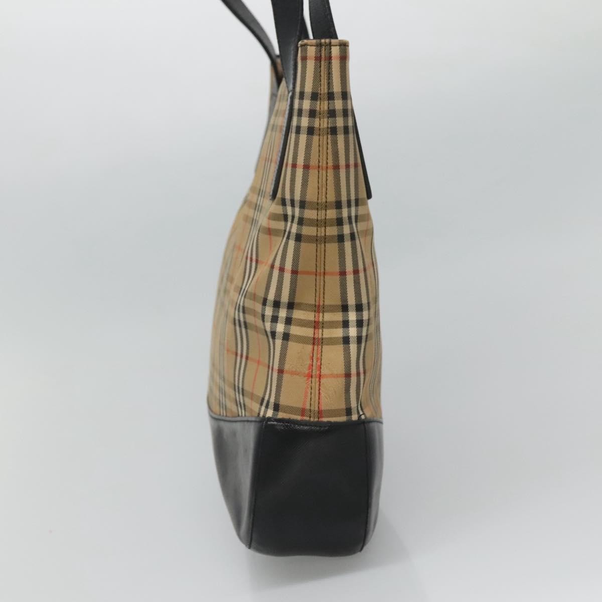 Burberry Nova Check Tote Canvas And Leather Beige Canvas Tote Bag Bag (Pre-Owned)