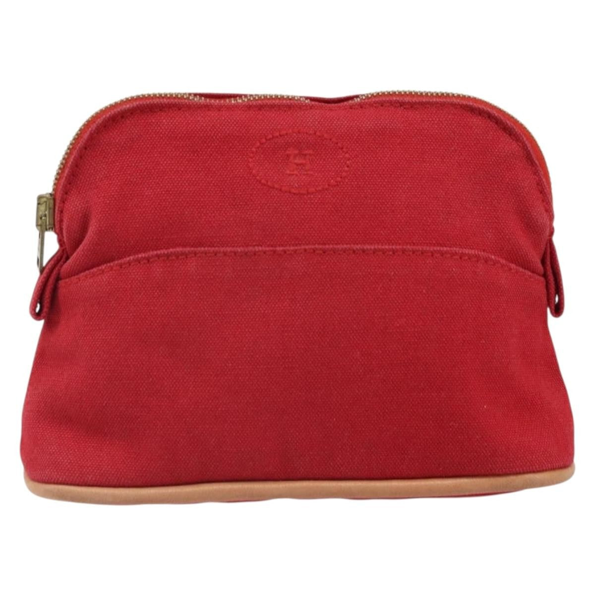 Hermes Bolide Travel Pouch Canvas Red Canvas Clutche & Pouche Bag (Pre-Owned)