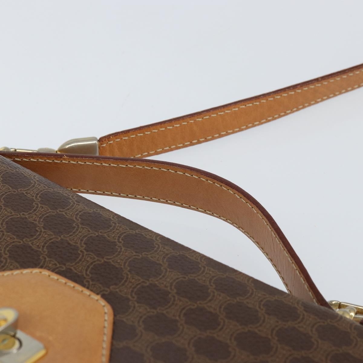 Celine Vintage Macadam Shoulder Bag Canvas And Leather Brown Canvas Shoulder Bag Bag (Pre-Owned)