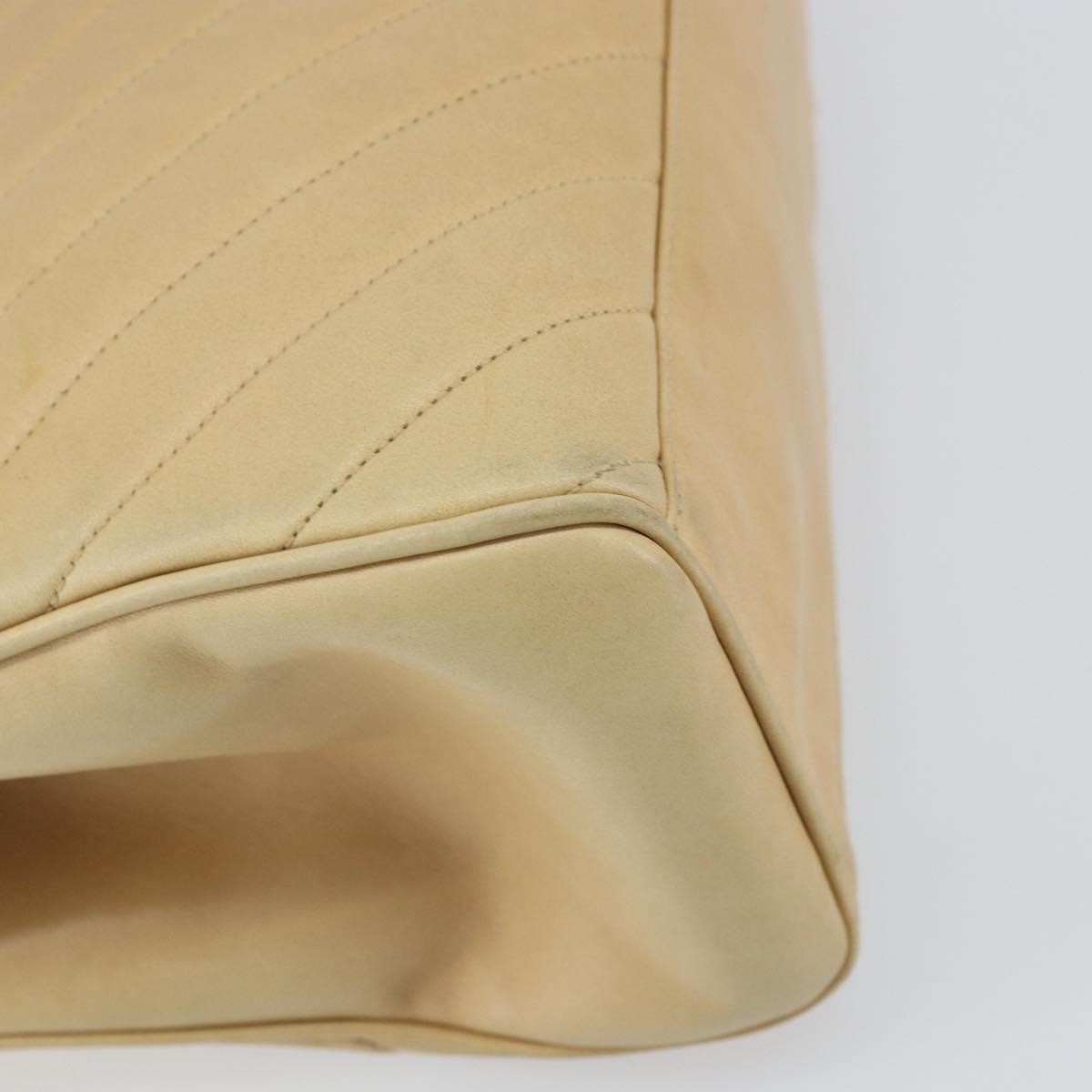Chanel Vintage Convertible Tote Chevron Lambskin Beige Leather Tote Bag Bag (Pre-Owned)