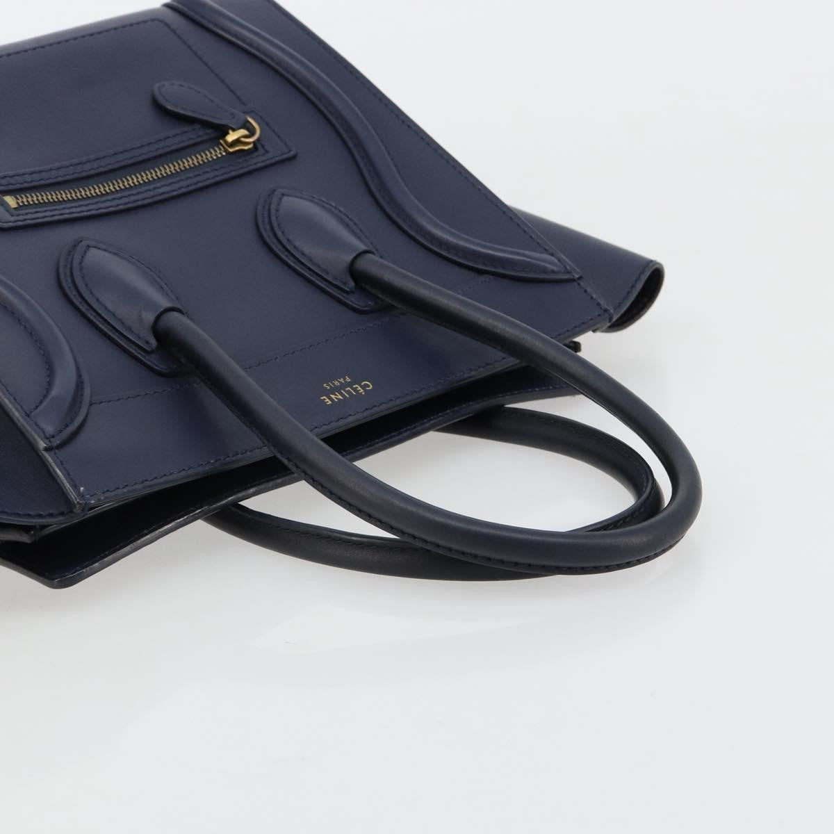 Celine Tricolor Luggage Bag Leather Navy Leather Handbag (Pre-Owned)