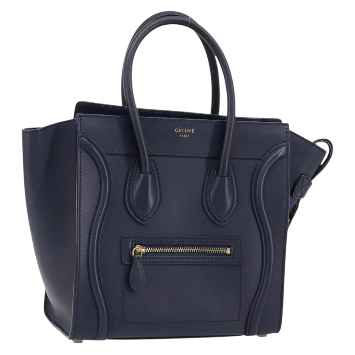 Celine Tricolor Luggage Bag Leather Navy Leather Handbag (Pre-Owned)