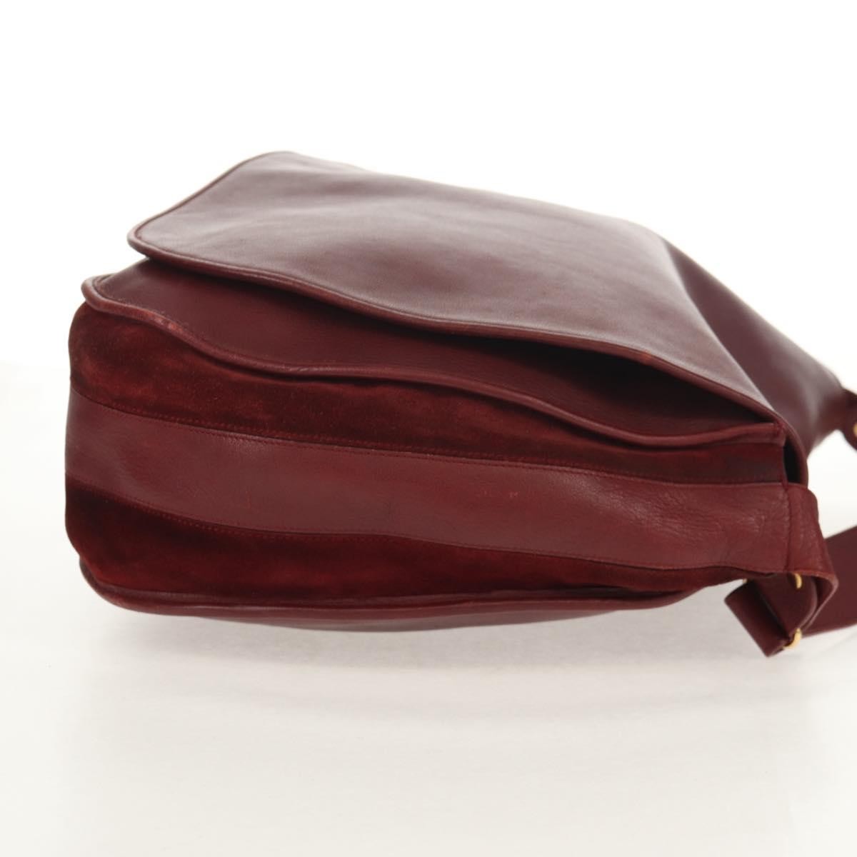 Cartier Must De Cartier Shoulder Bag Leather Burgundy Leather Shoulder Bag Bag (Pre-Owned)