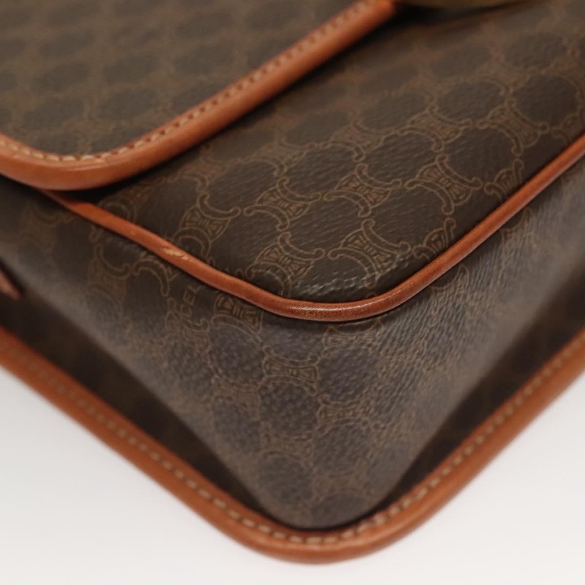 Celine Macadam Shoulder Bag Pvc Leather Brown Canvas Bag (Pre-Owned)