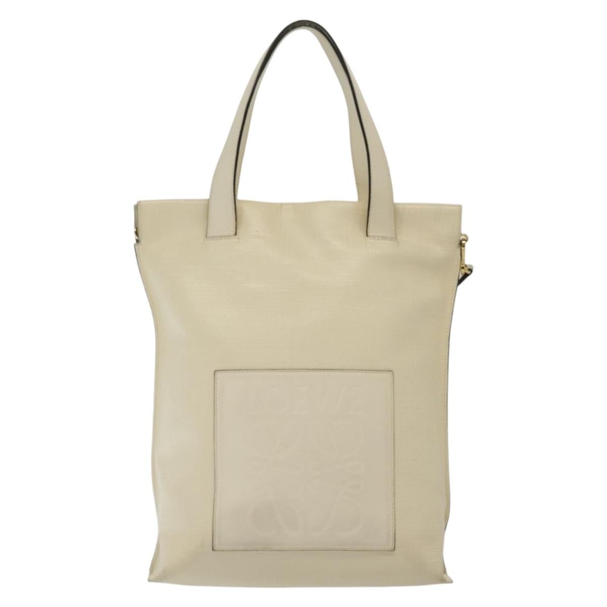 Loewe Shopper Tote Leather Ecru Leather Tote Bag Bag (Pre-Owned)