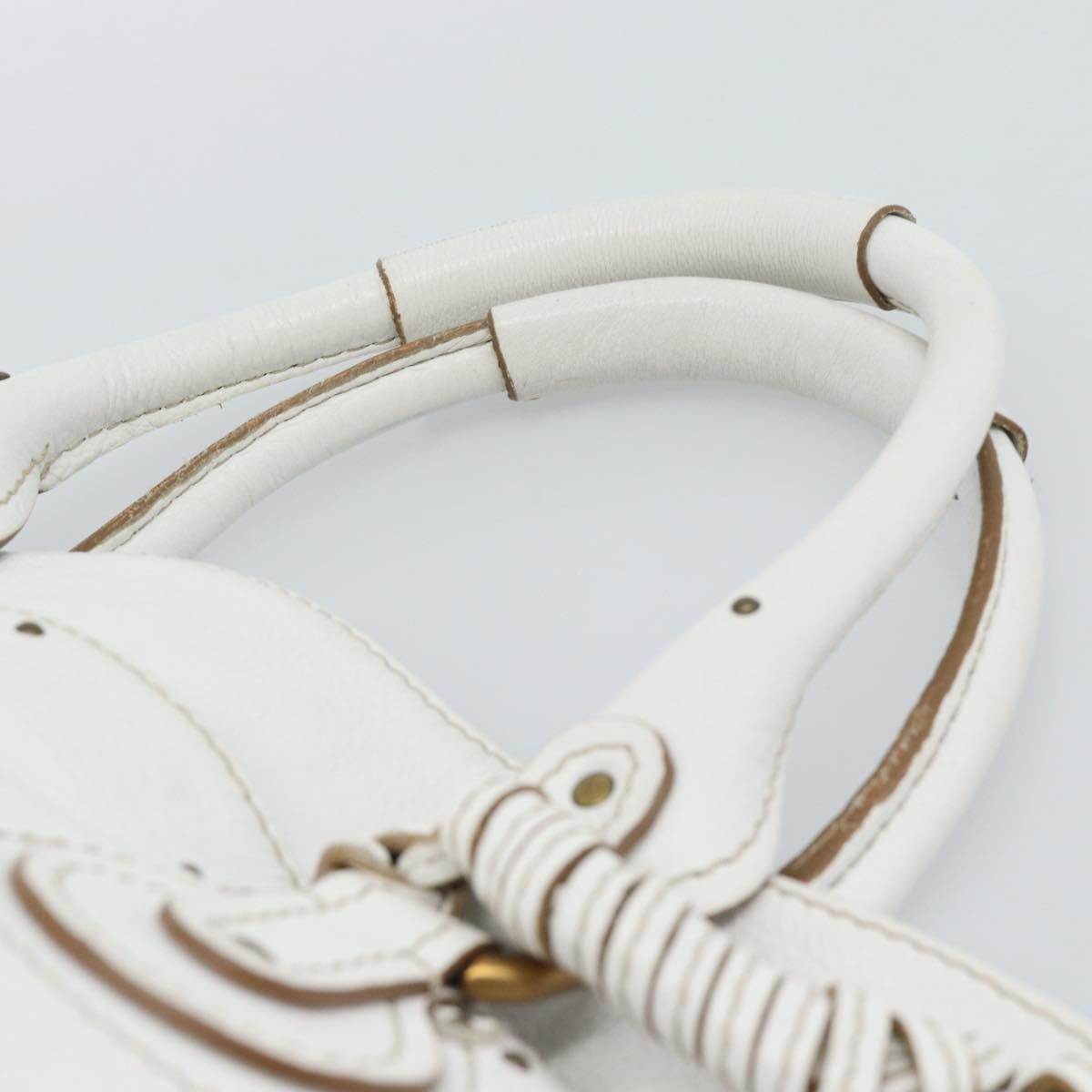 Chloe Paddington Lock Tote Leather White_Gold Leather Tote Bag Bag (Pre-Owned)