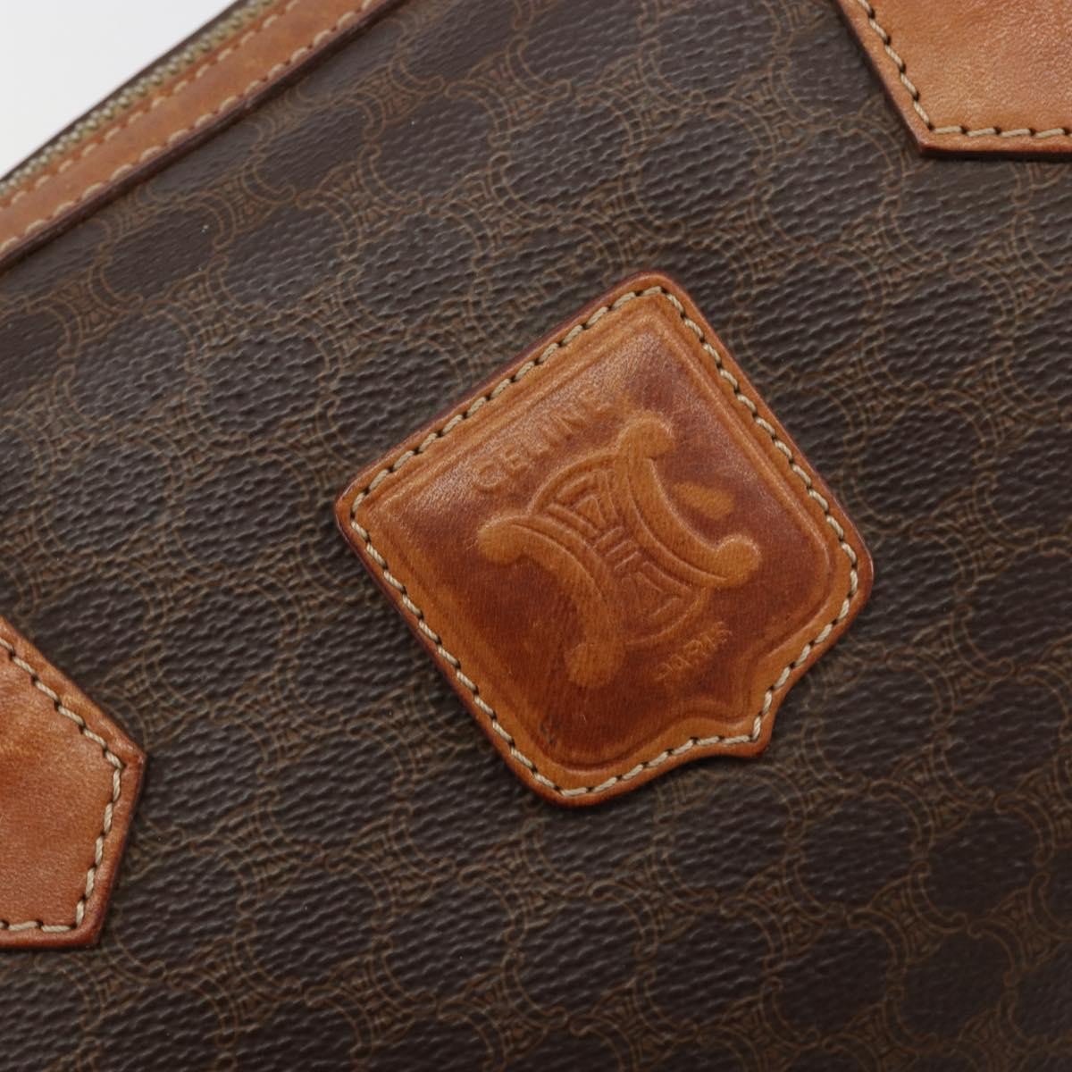 Celine Vintage Triomphe Handbag Canvas Brown Canvas Handbag (Pre-Owned)