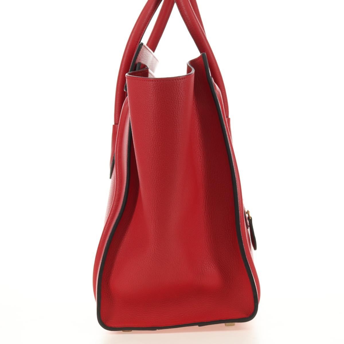 Celine Luggage Bag Grainy Leather Red Leather Handbag (Pre-Owned)