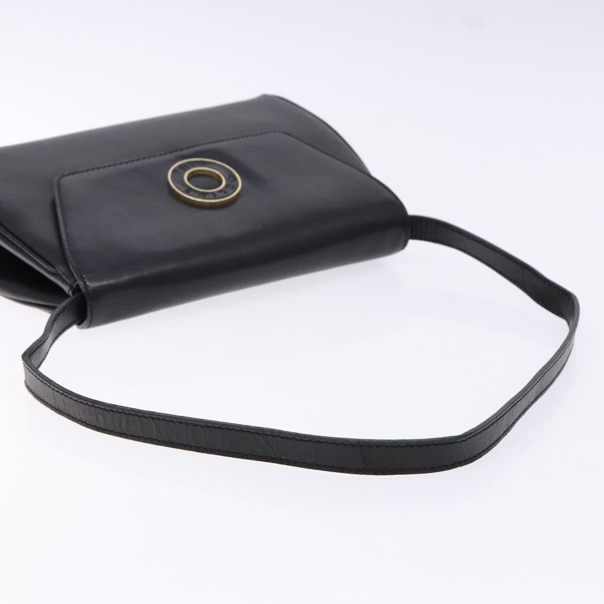 Celine Vintage Circle Logo Crossbody Bag Leather Black Leather Bag (Pre-Owned)