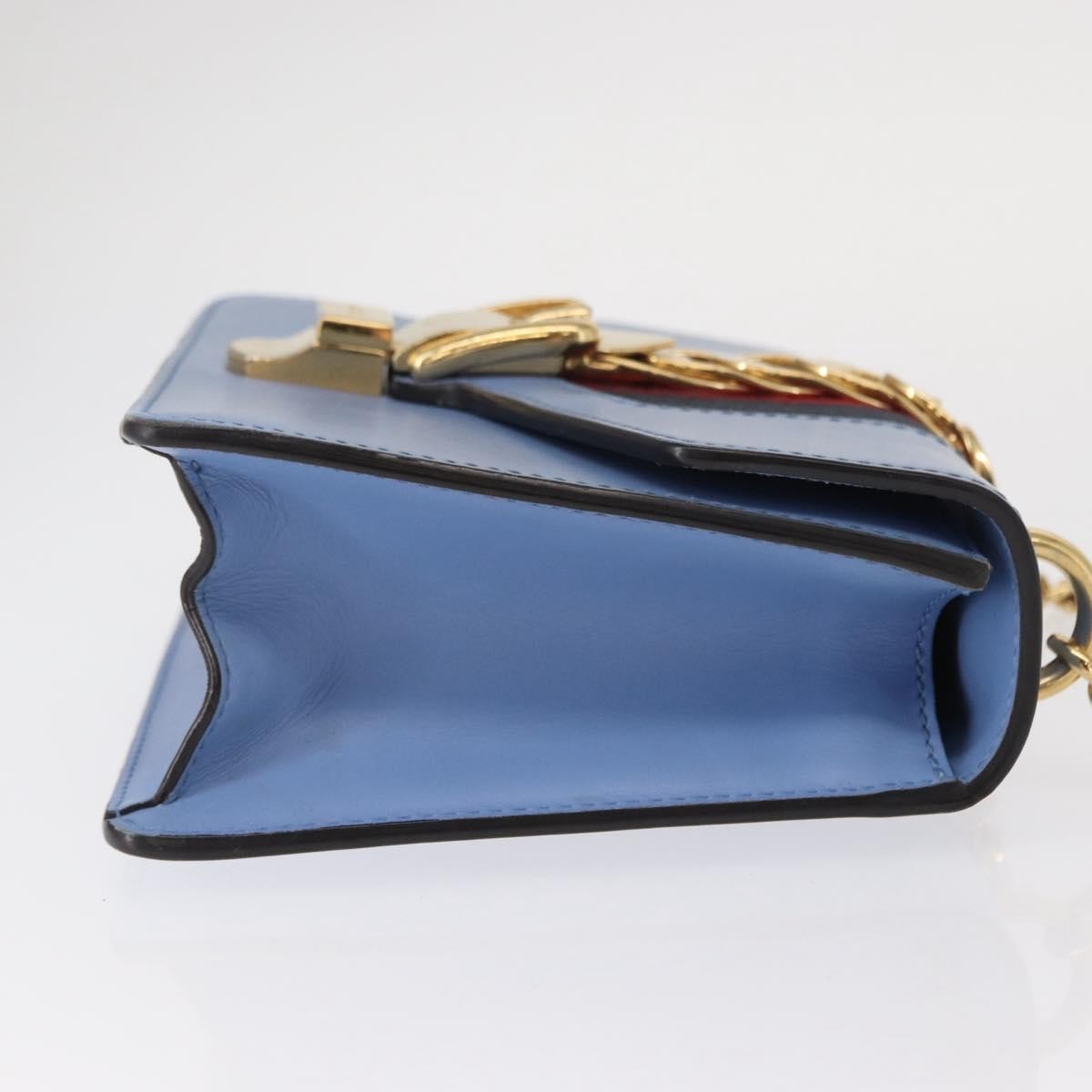 Gucci Sylvie Chain Shoulder Bag Leather Blue Leather Shoulder Bag Bag (Pre-Owned)